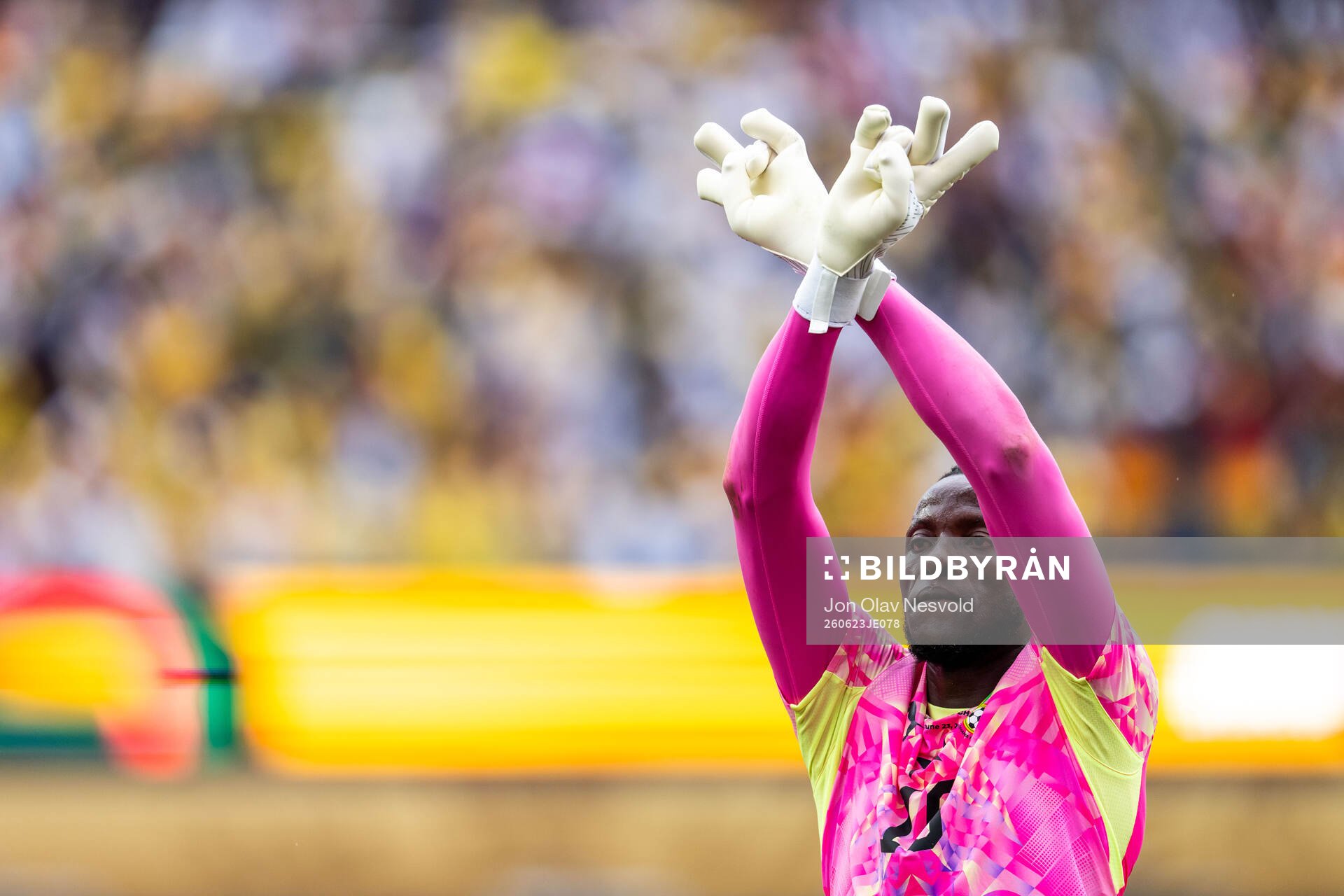Goalkeeper Benjamin Asare of Ghana celebrates