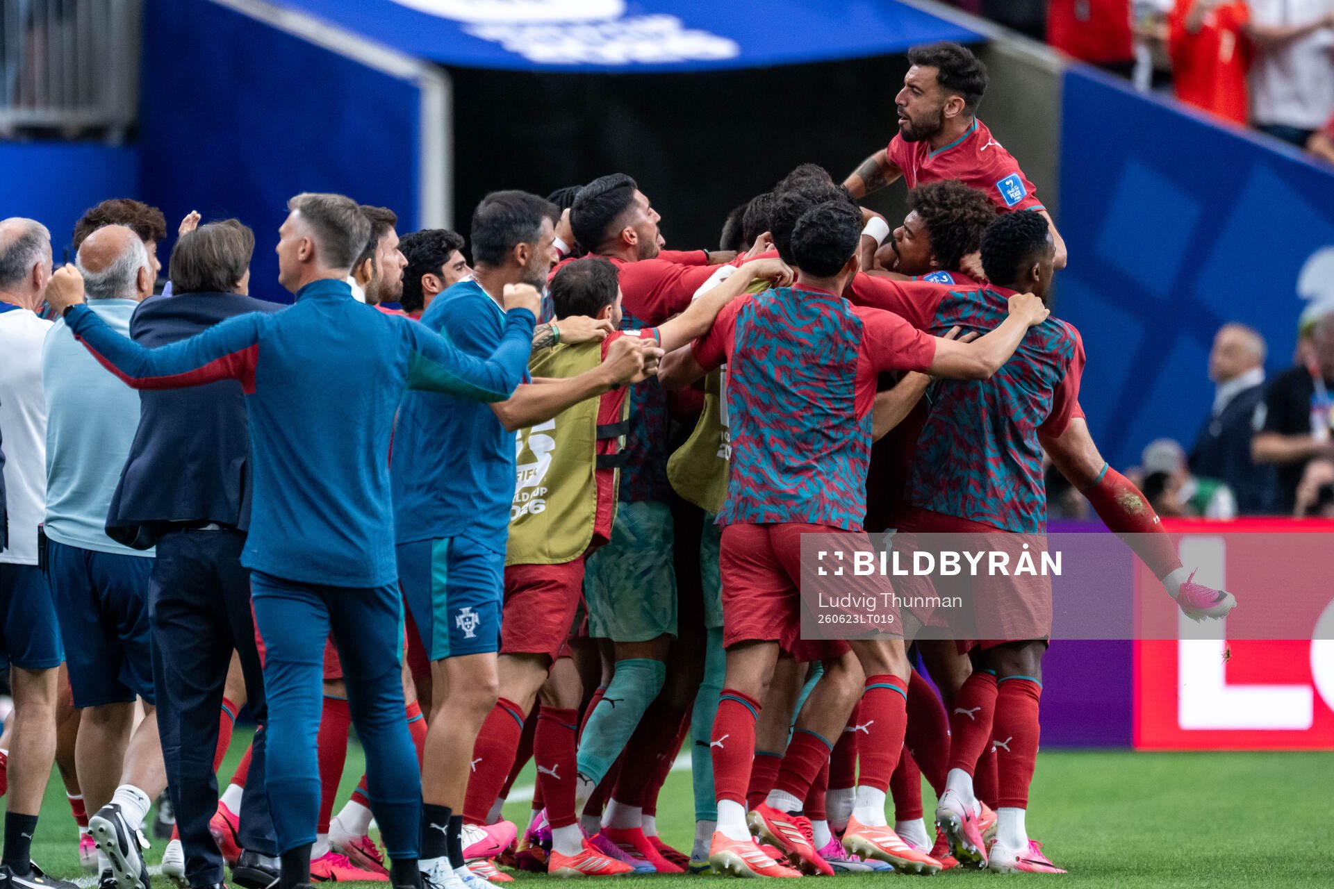 Cristiano Ronaldo of Portugal celebrates with team mates