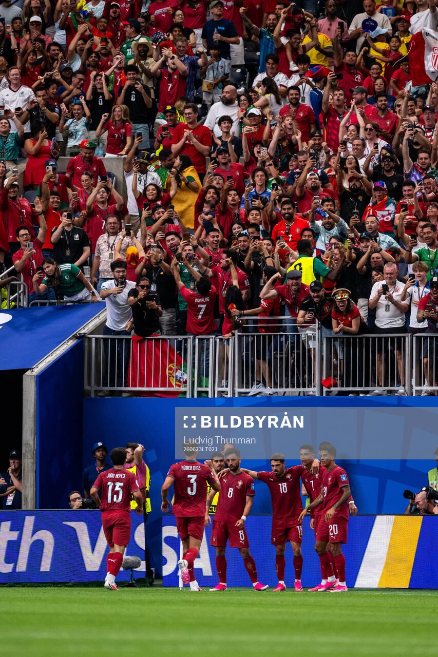 Cristiano Ronaldo of Portugal celebrates with team mates