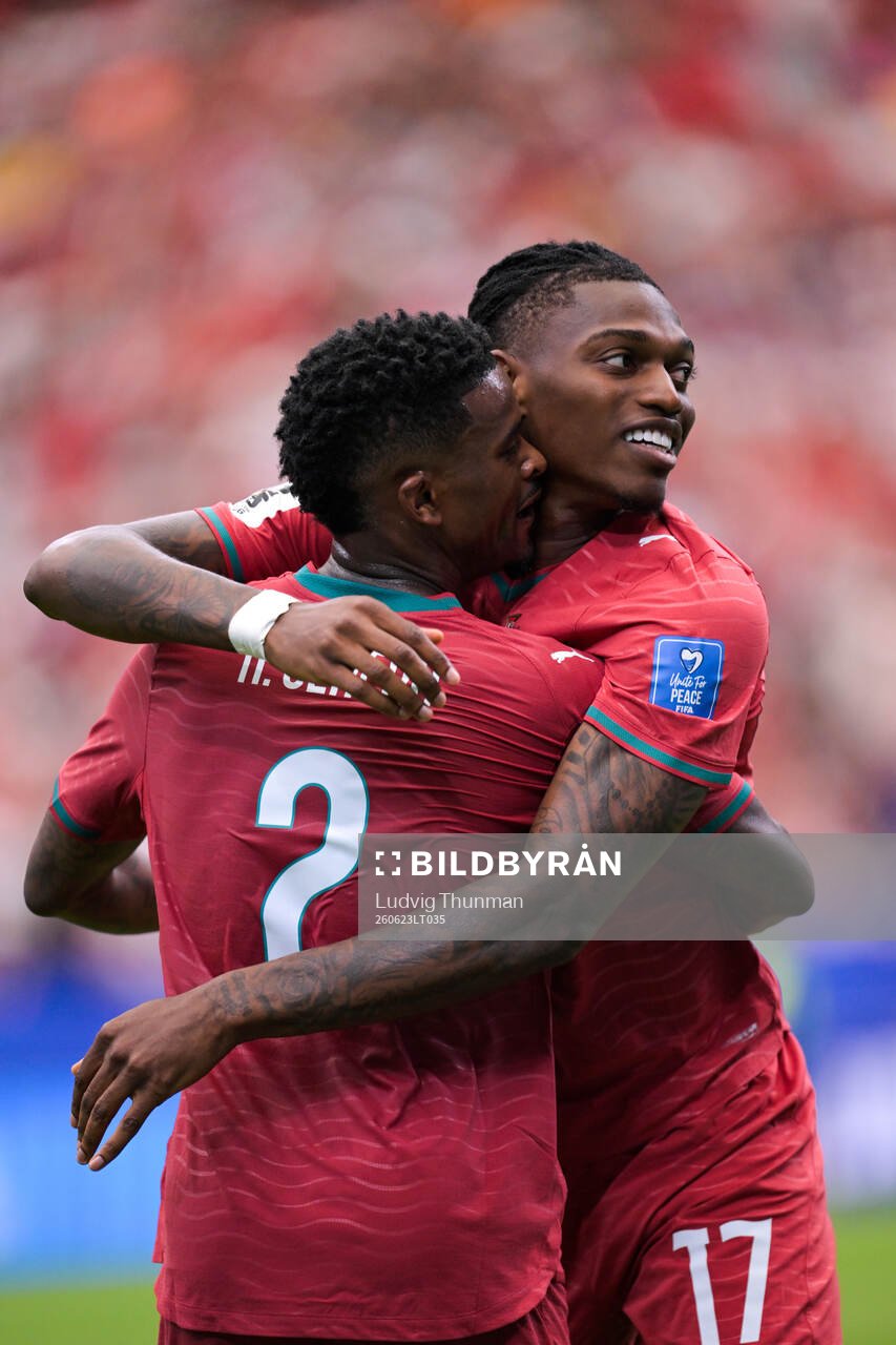 Rafael Leao and Nelson Semedo of Portugal celebrate