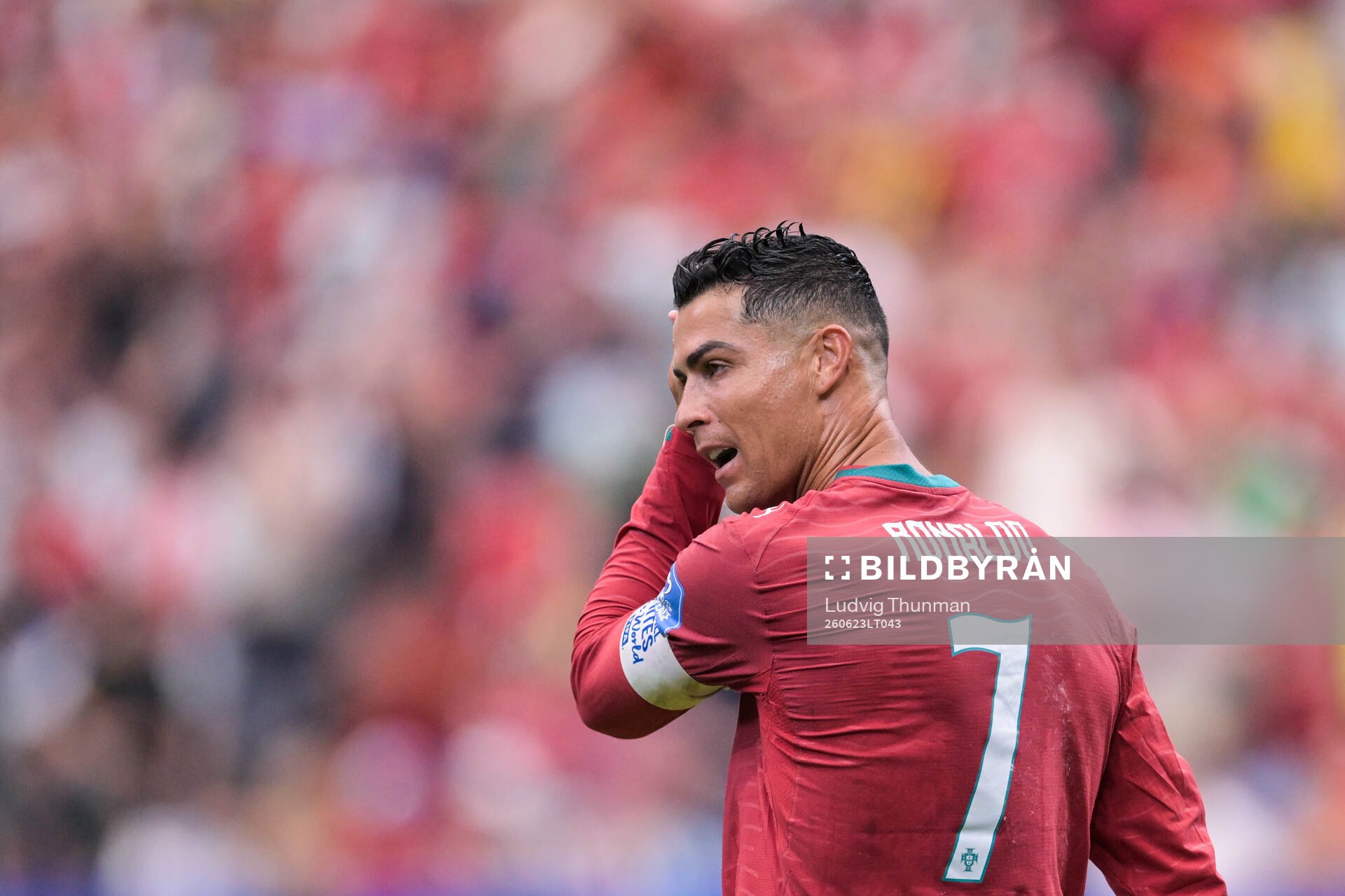 Cristiano Ronaldo of Portugal looks dejected