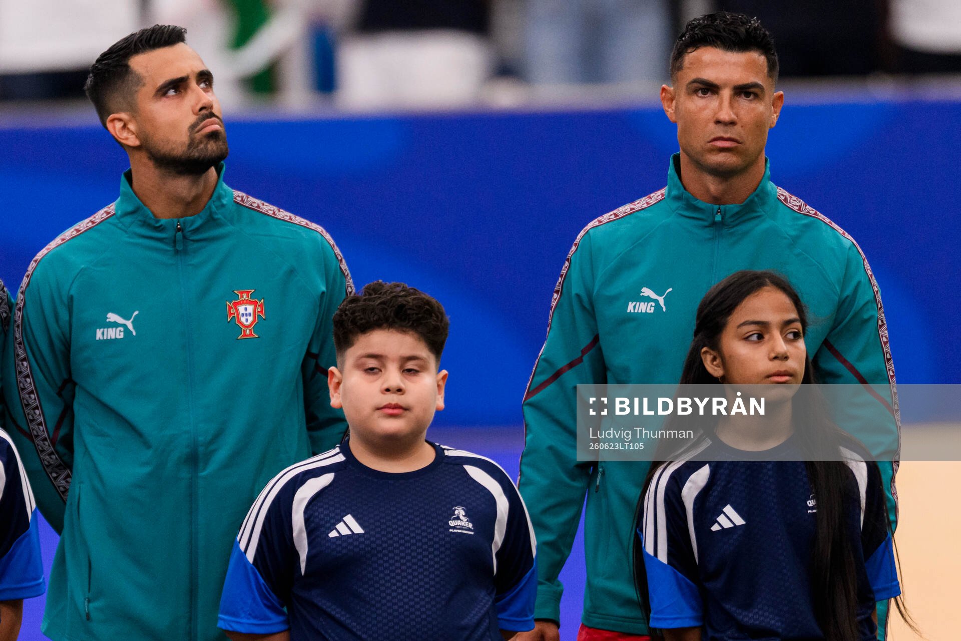 Goalkeeper Diogo Costa and Cristiano Ronaldo of Portugal