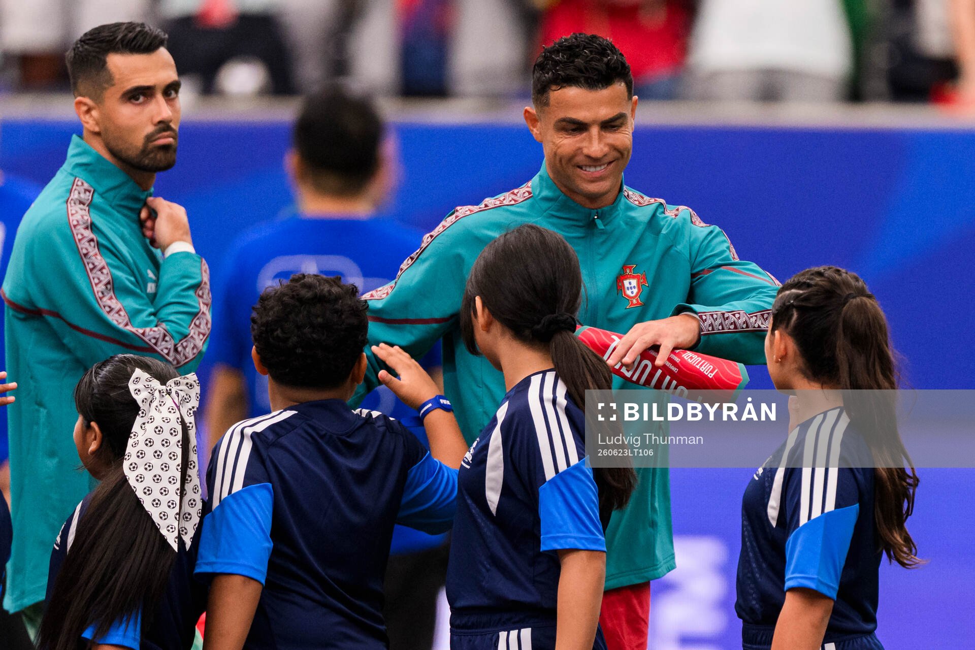 Goalkeeper Diogo Costa and Cristiano Ronaldo of Portugal