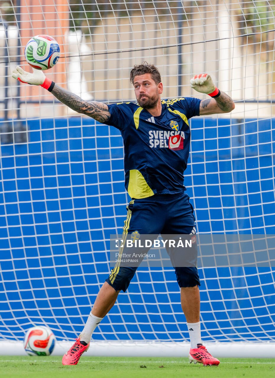 Goalkeeper Kristoffer Nordfeldt of the Swedish national