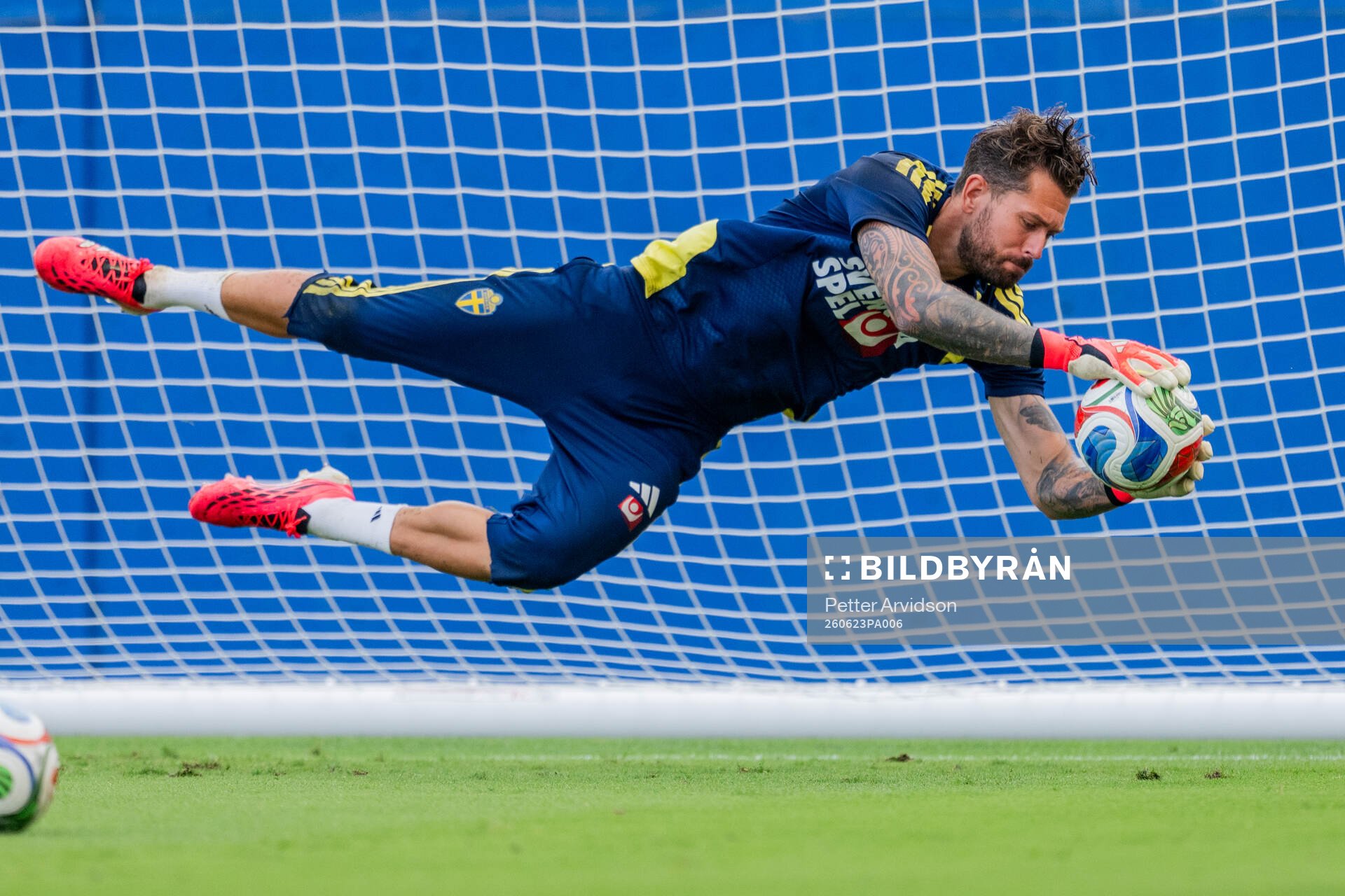 Goalkeeper Kristoffer Nordfeldt of the Swedish national