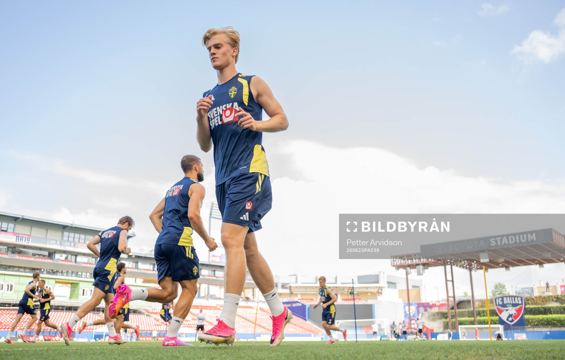 Lucas Bergvall of the Swedish national football team at a