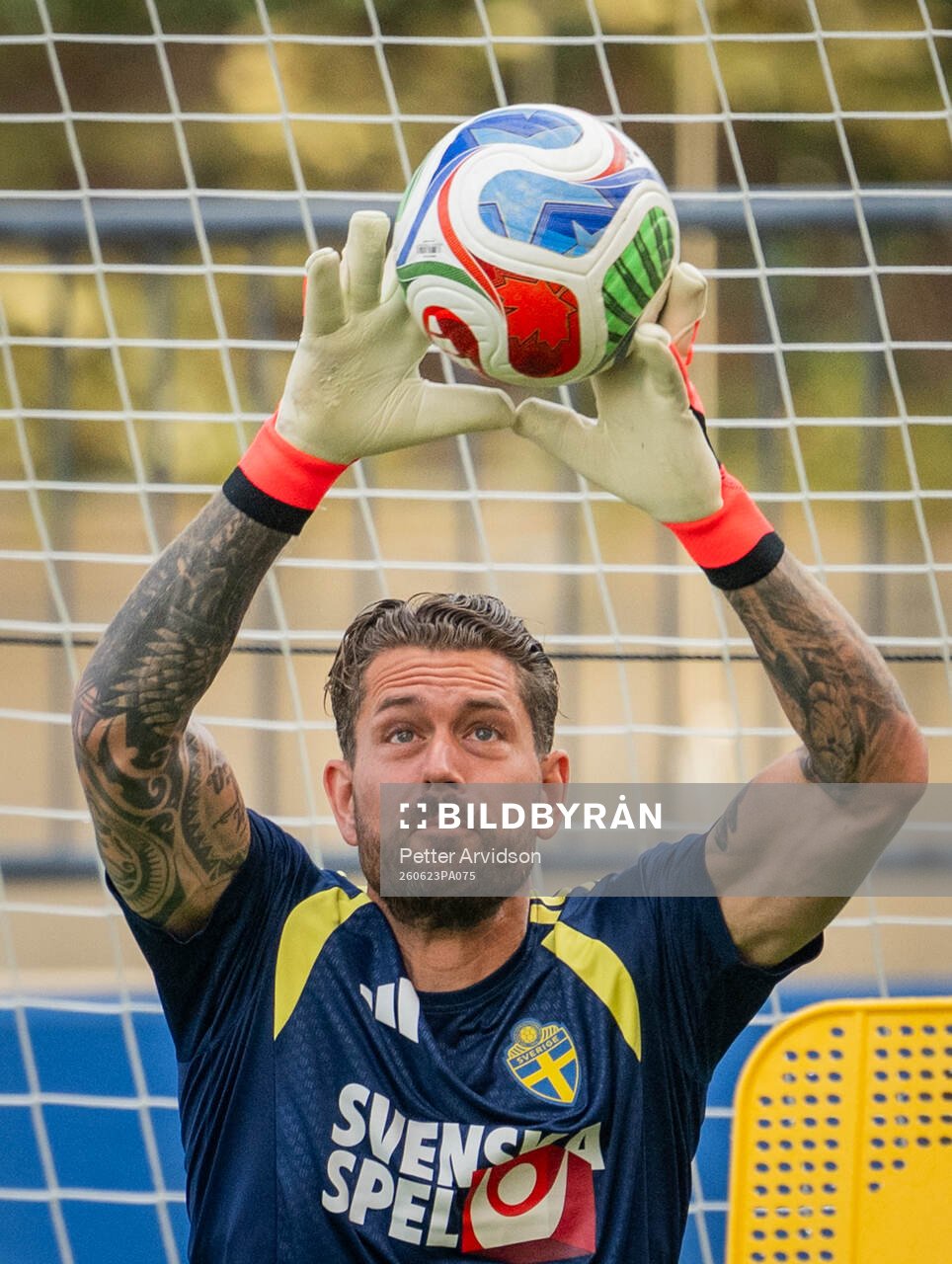 Goalkeeper Kristoffer Nordfeldt of the Swedish national
