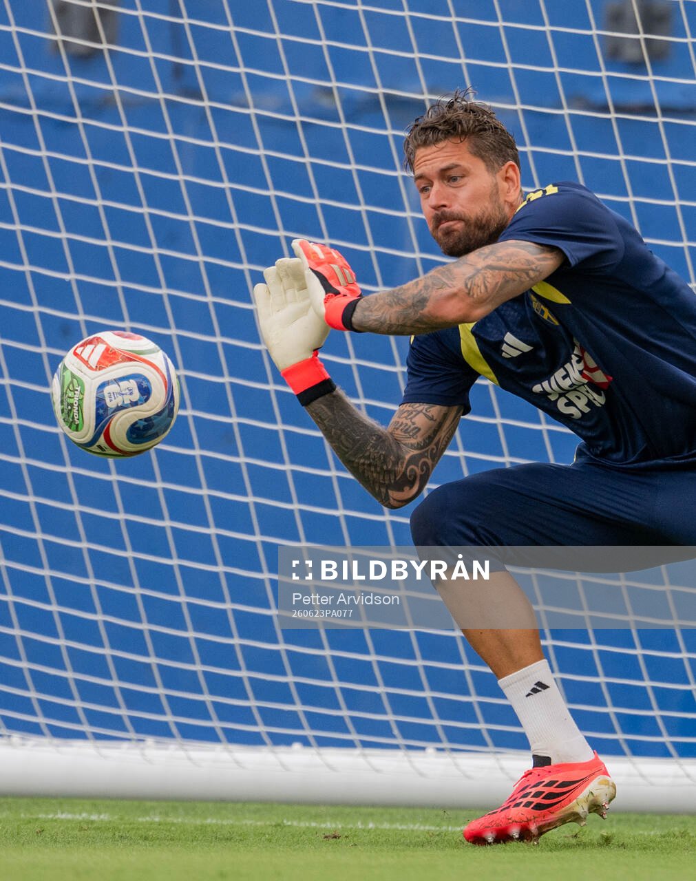 Goalkeeper Kristoffer Nordfeldt of the Swedish national