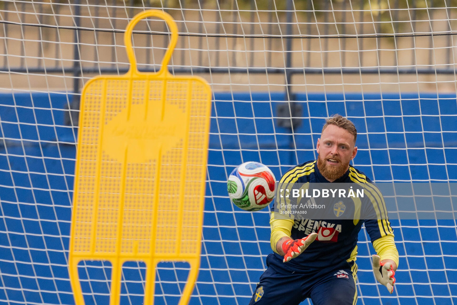 Goalkeeper Viktor Johansson of the Swedish national