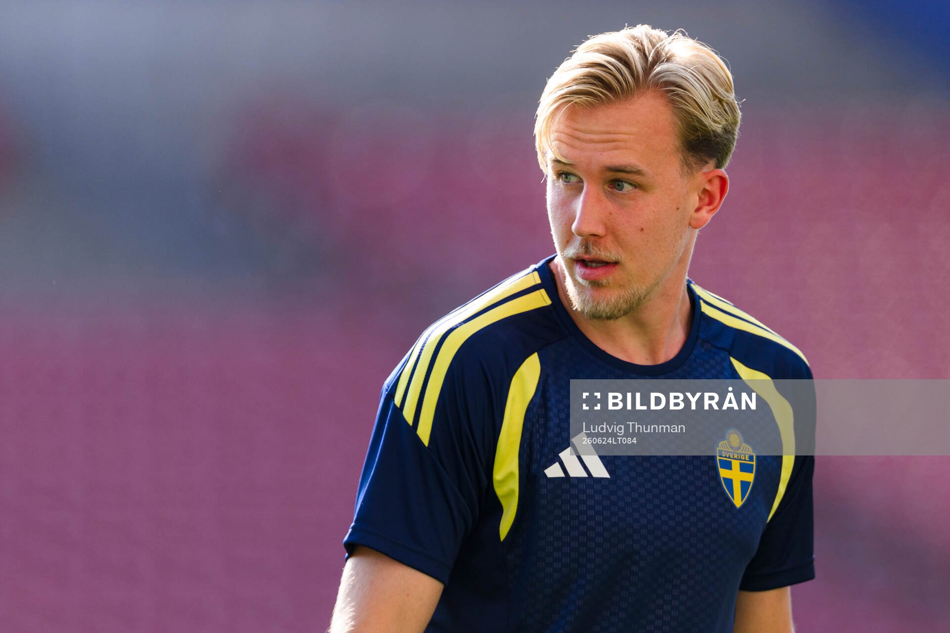 Herman Johansson of the Swedish national football team at a