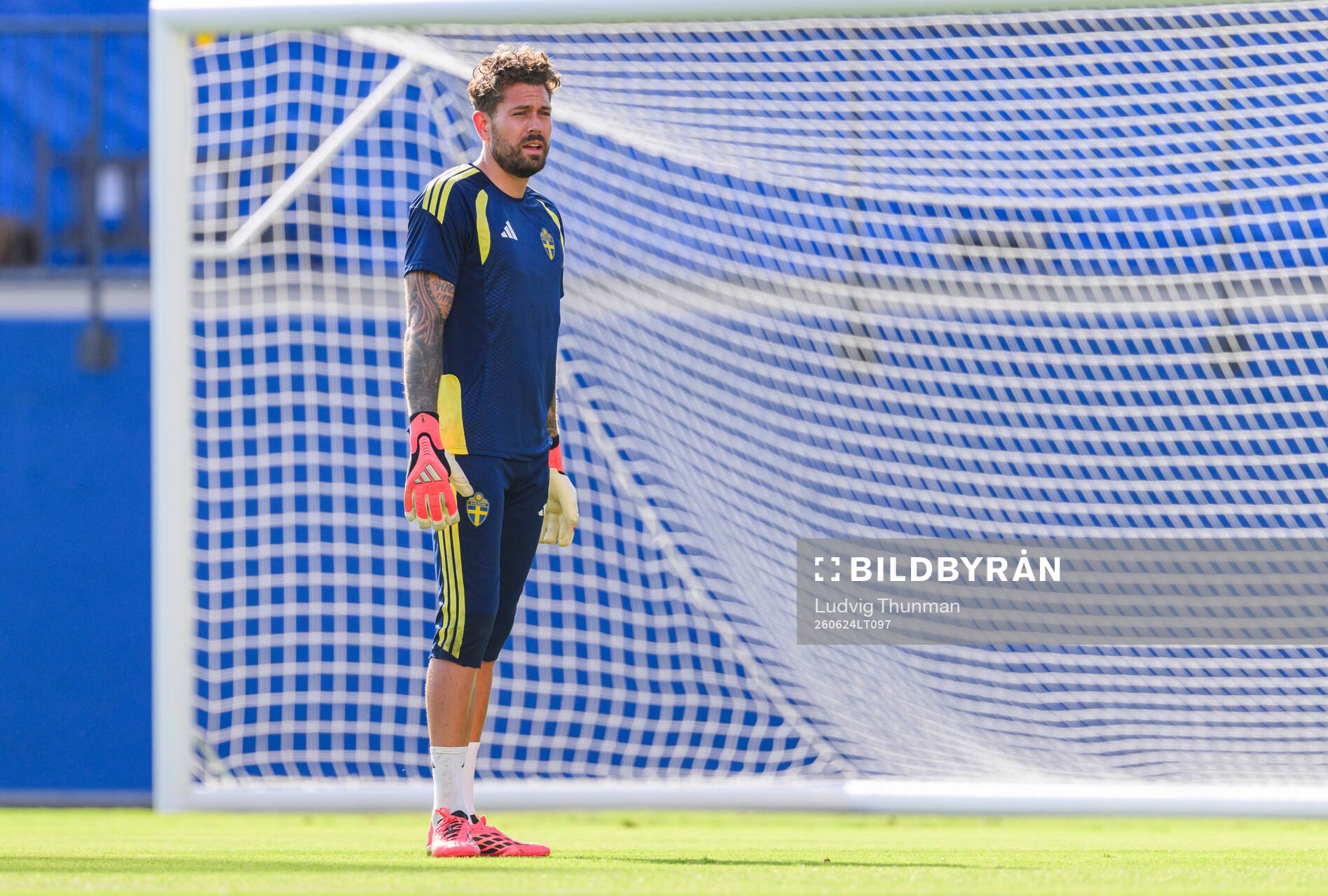 Goalkeeper Kristoffer Nordfeldt of the Swedish national