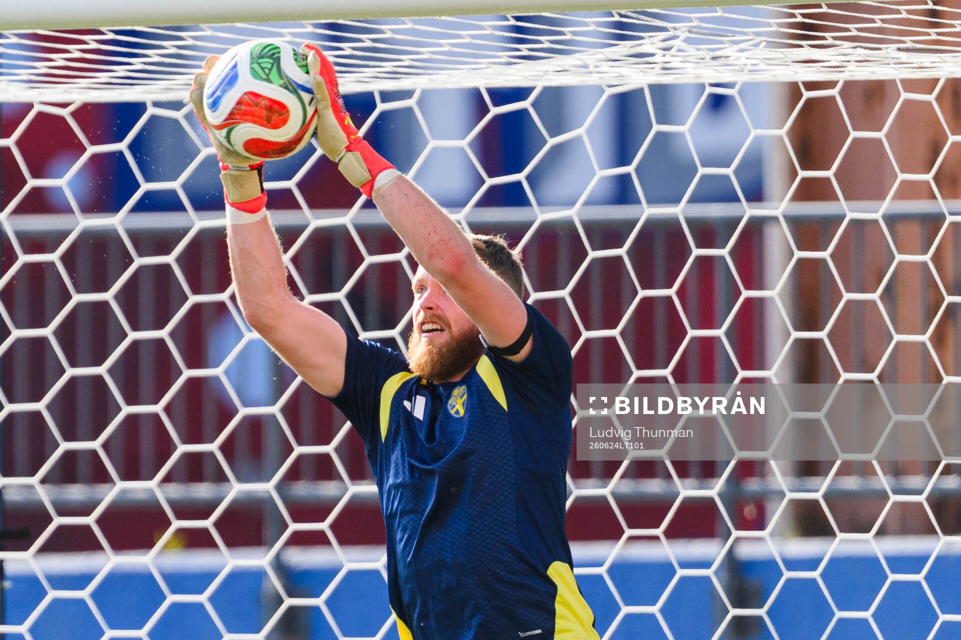 Goalkeeper Viktor Johansson of the Swedish national