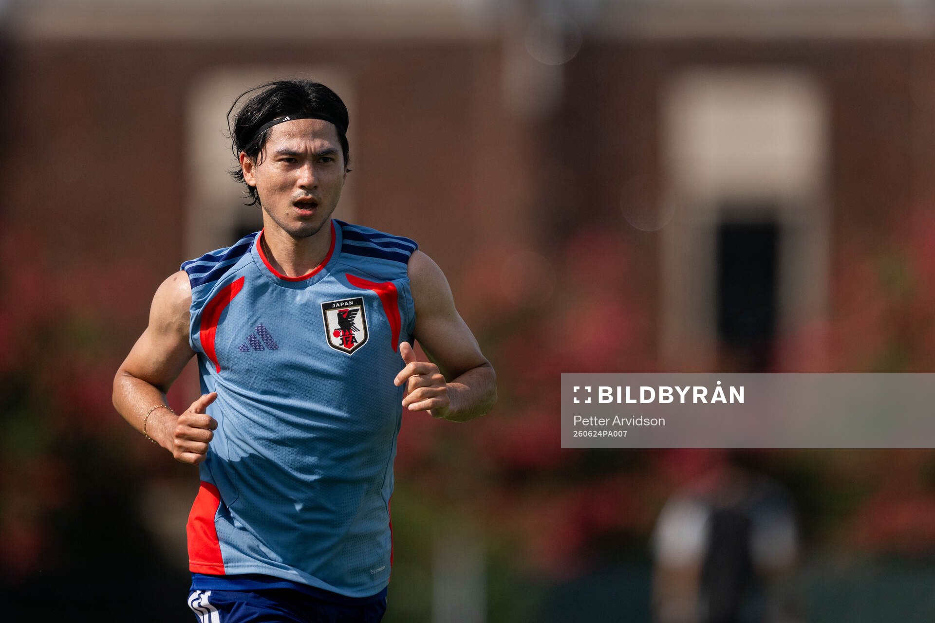 Takumi Minamino of the Japanese national football team at a