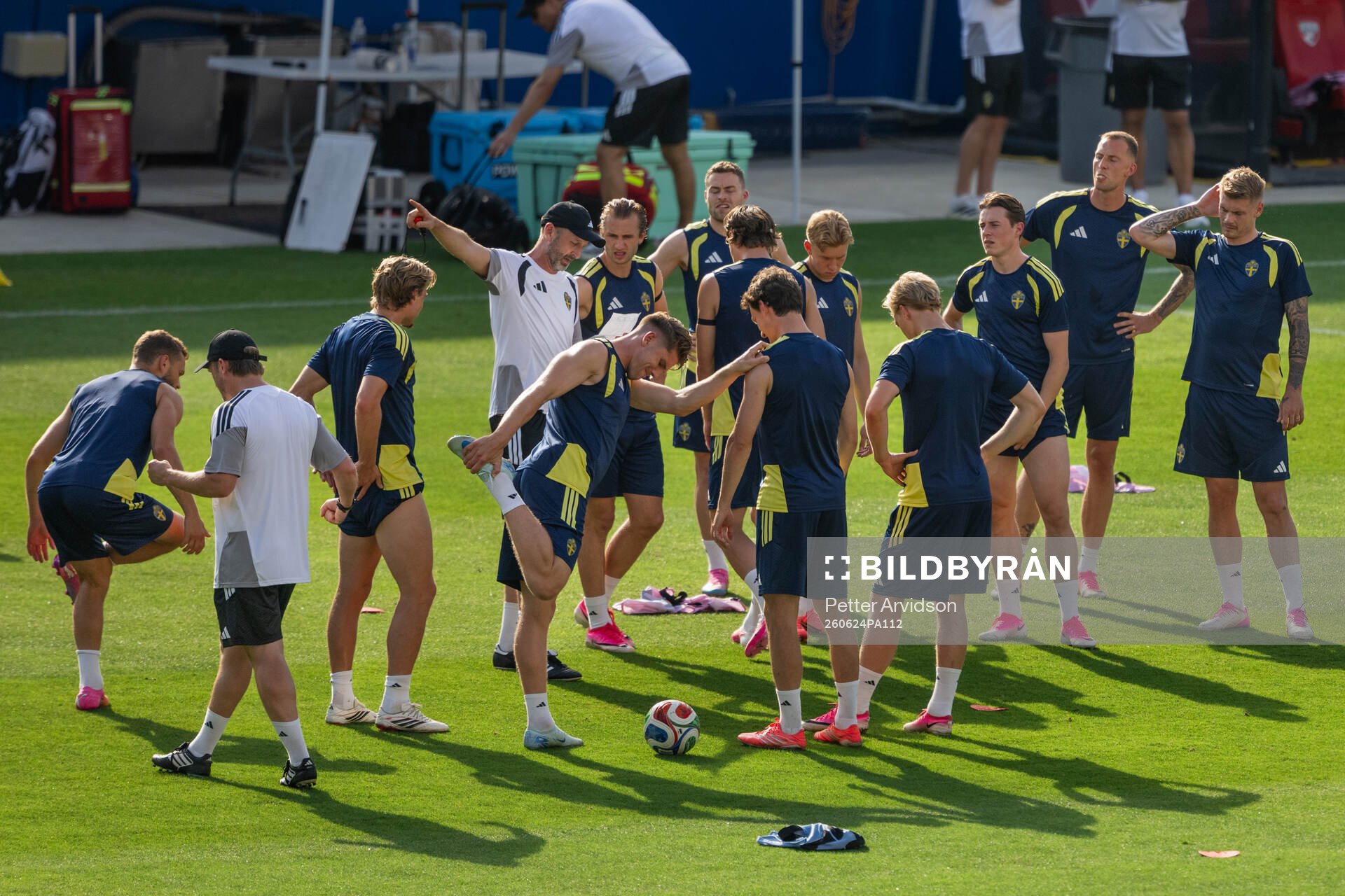 Players of the Swedish national football team at a training