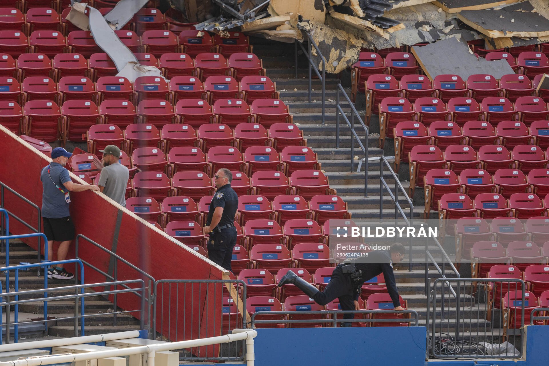Police in the stands bellow