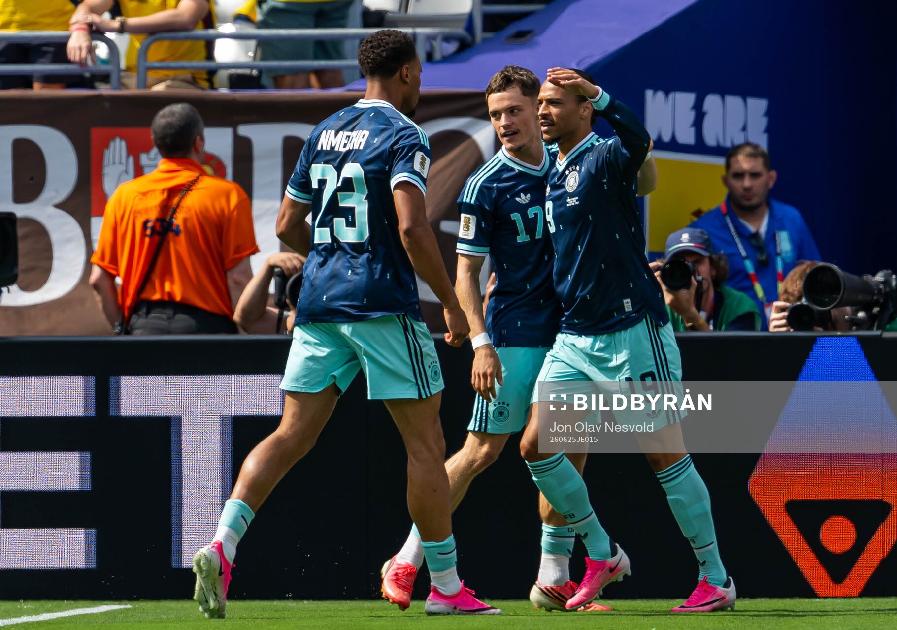 Leroy Sane of Germany celebrate the 0-1 goal with Felix