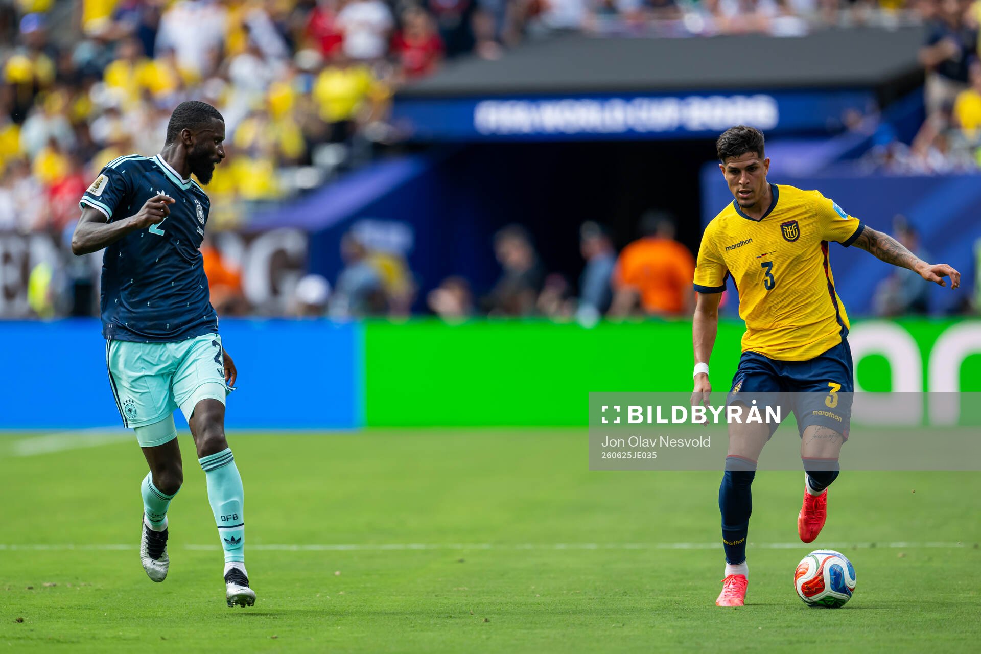 Antonio Ruediger of Germany and Piero Hincapie of Ecuador