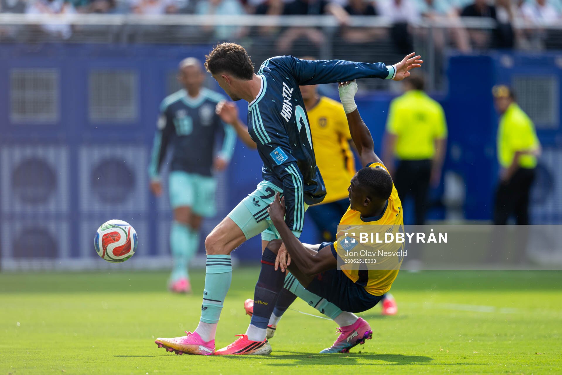 Kai Havertz of Germany and Joel Ordonez of Ecuador