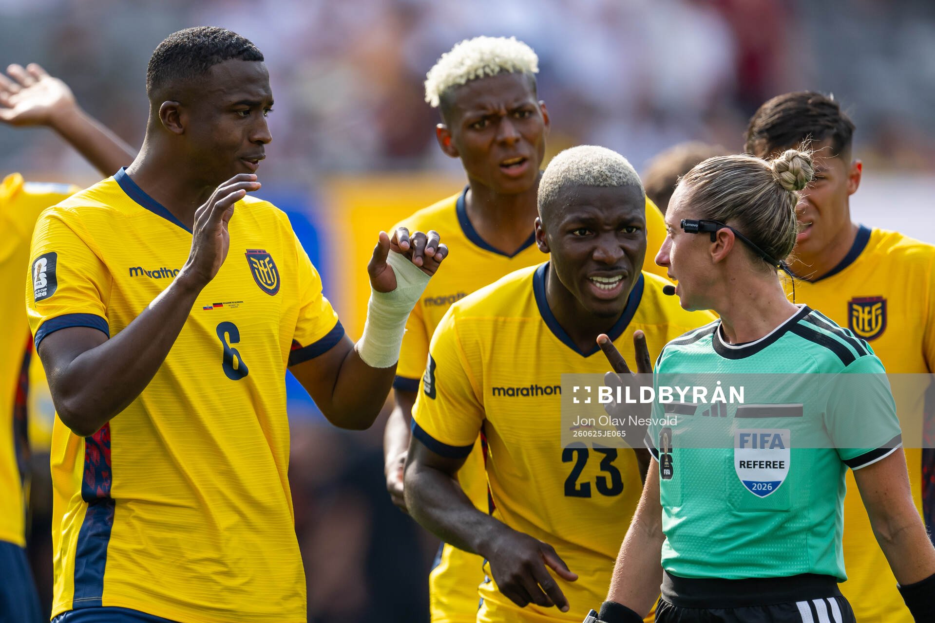 Willian Pacho and Moises Caicedo of Ecuador in a