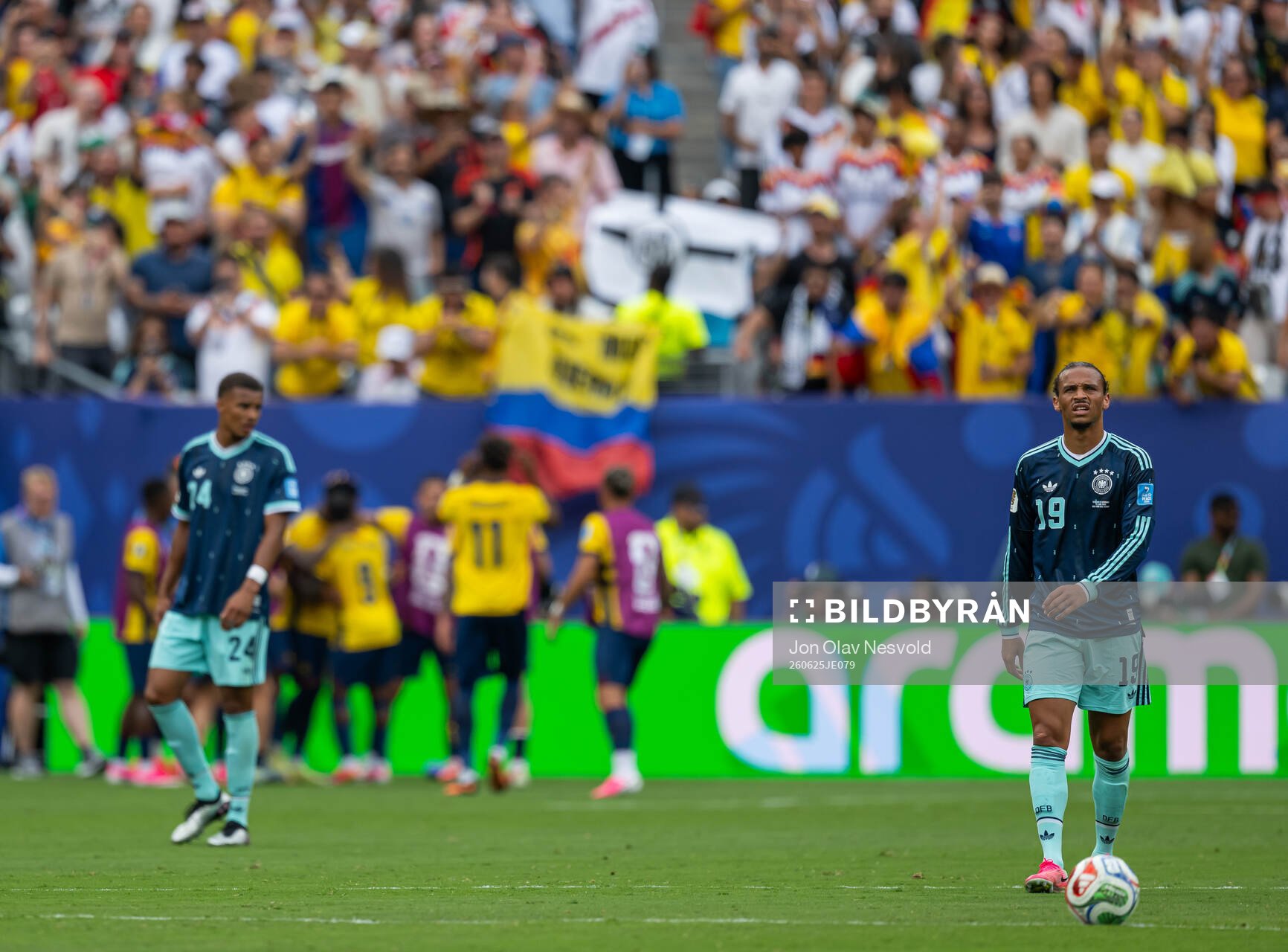 Malick Thiaw and Leroy Sane of Germany look dejected