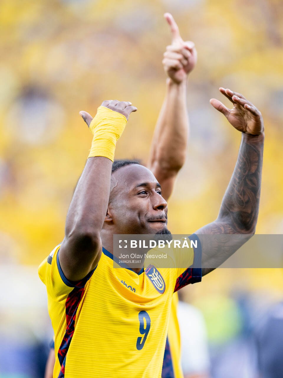John Yeboah of Ecuador celebrates
