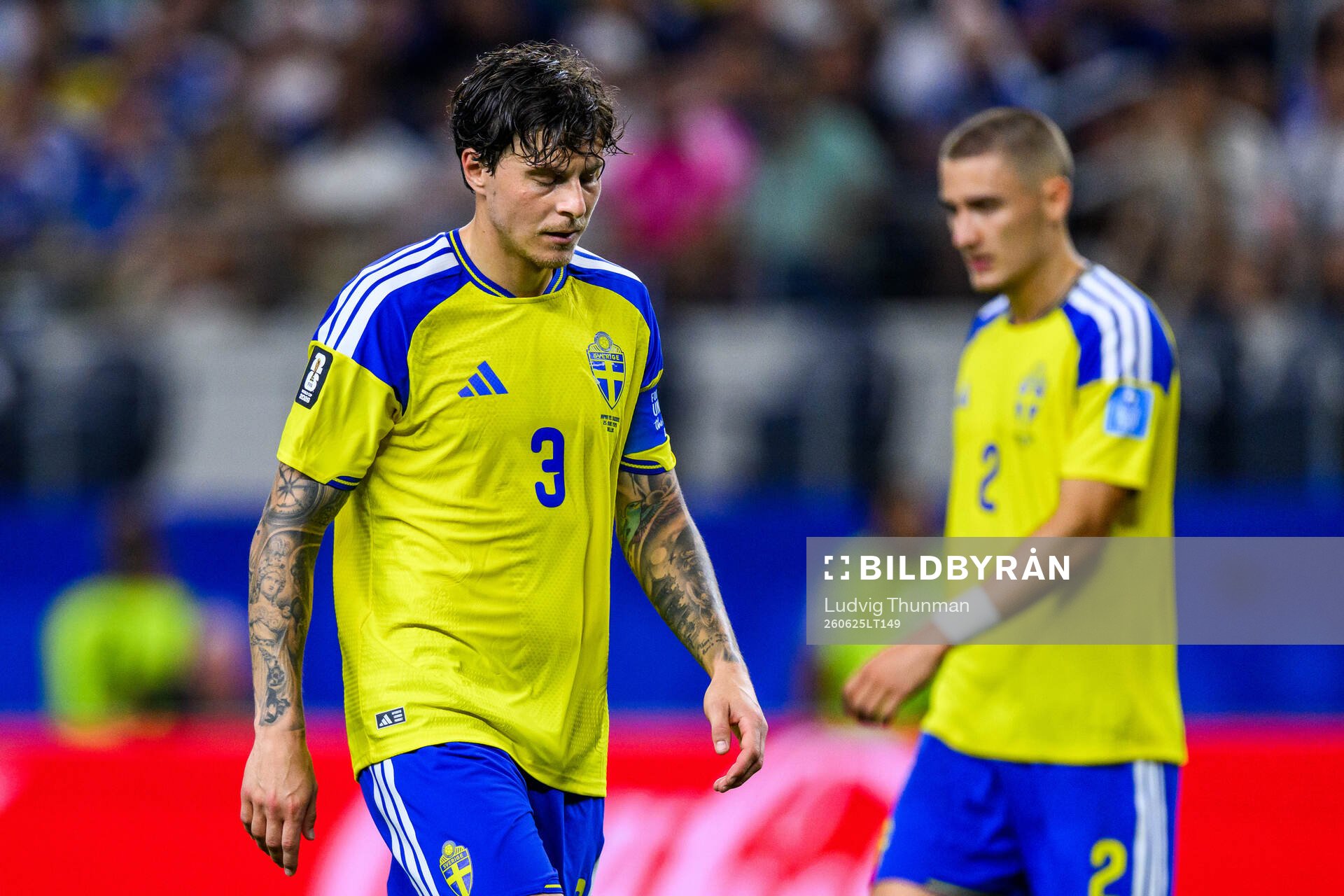 Victor Nilsson Lindelöf of Sweden looks dejected