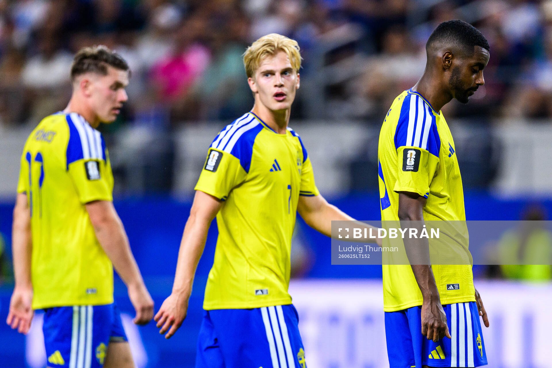Viktor Gyökeres, Lucas Bergvall and Alexander Isak of