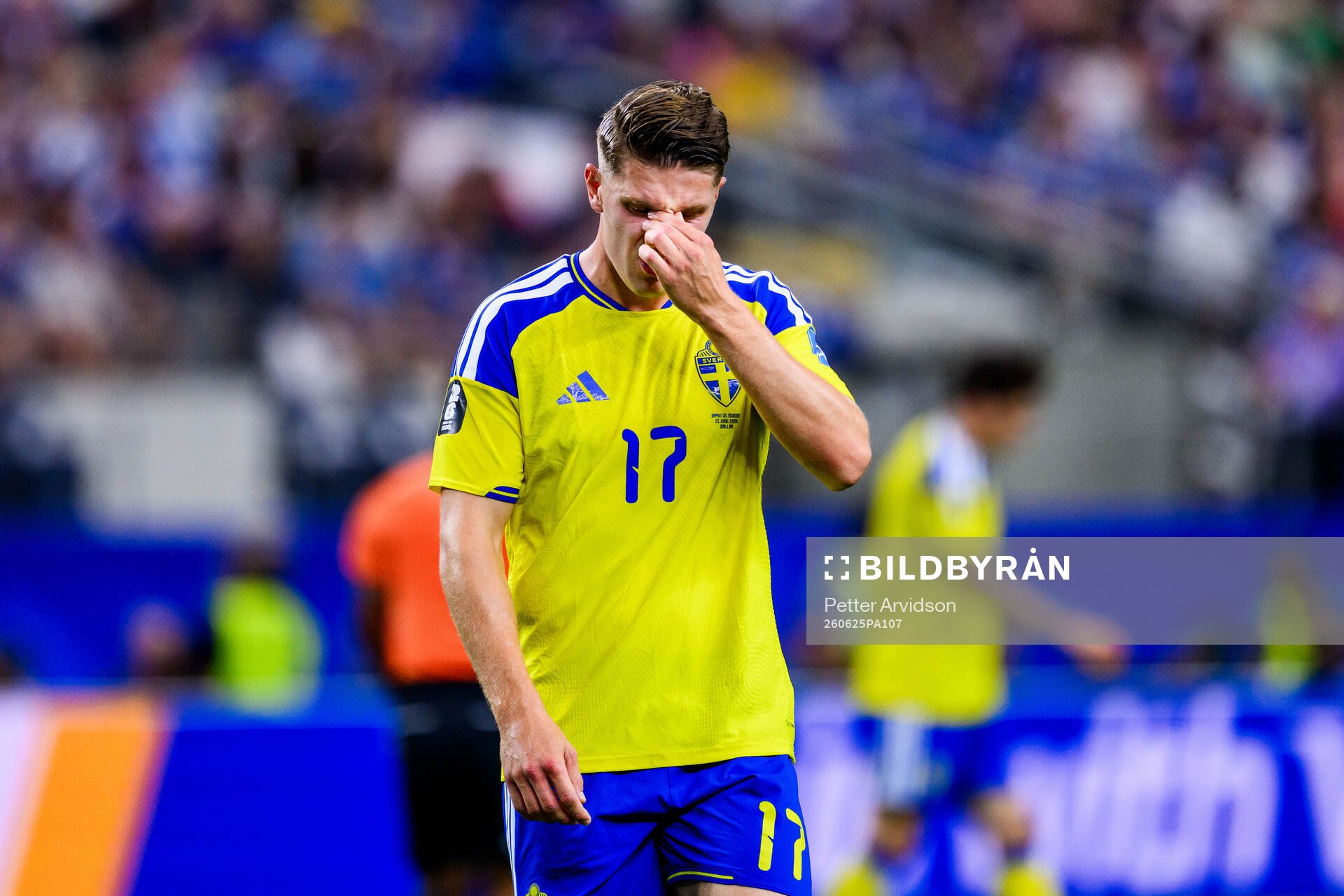 Viktor Gyökeres of Sweden looks dejected