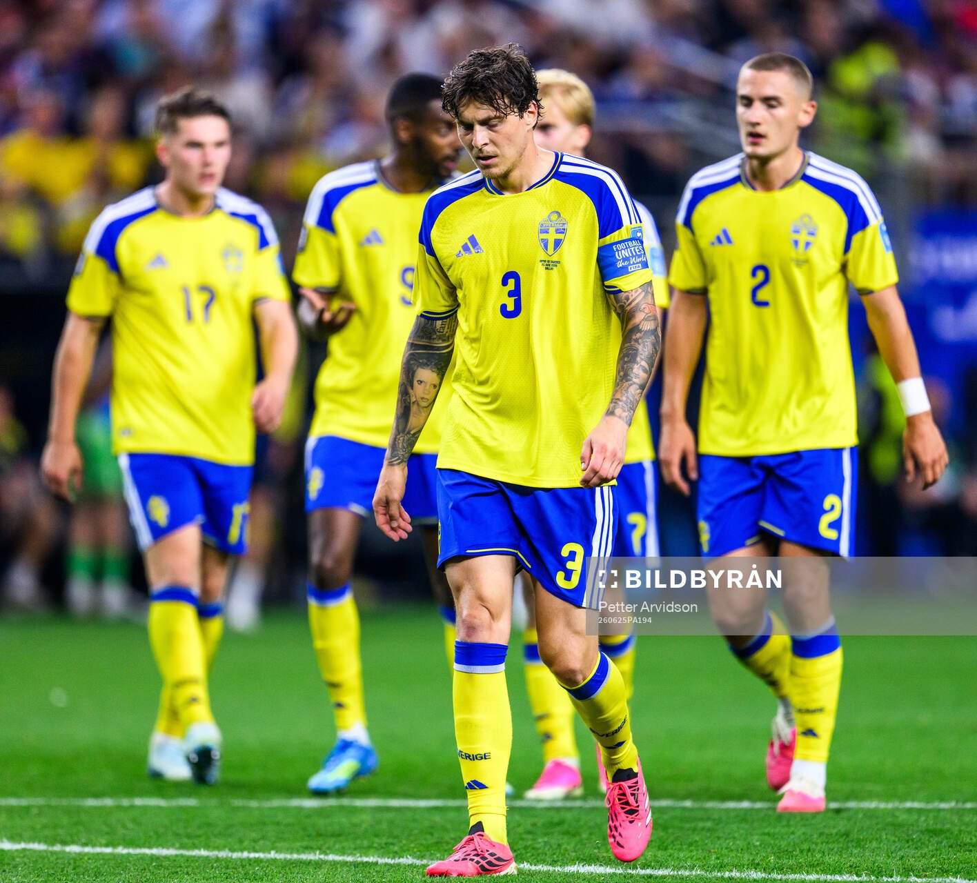 Victor Nilsson Lindelöf of Sweden looks dejected