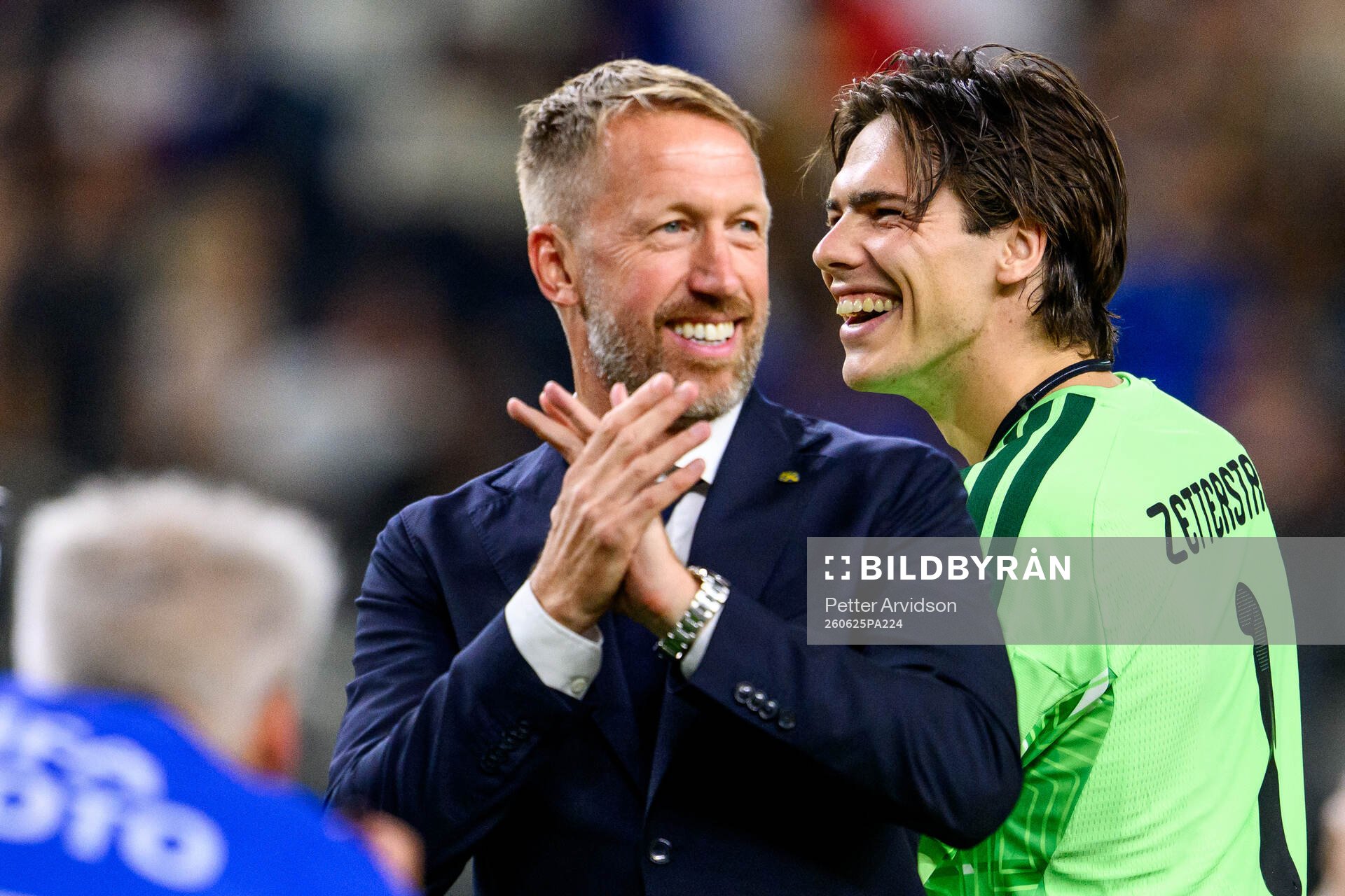 Head coach Graham Potter and goalkeeper Jacob Widell