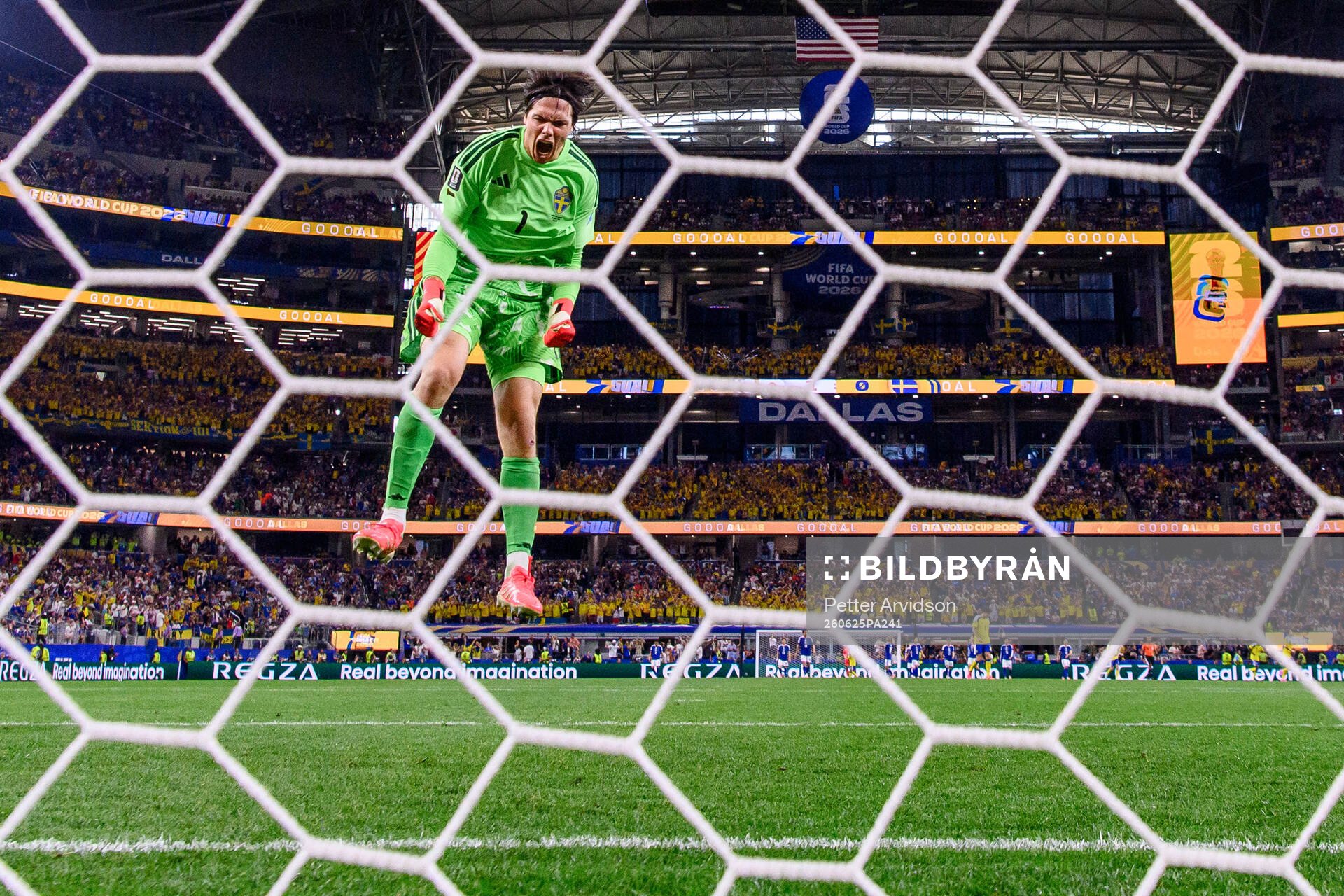 Goalkeeper Jacob Widell Zetterström of Sweden celebrates