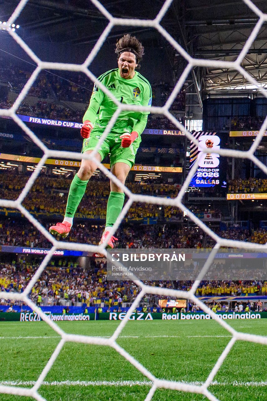 Goalkeeper Jacob Widell Zetterström of Sweden celebrates