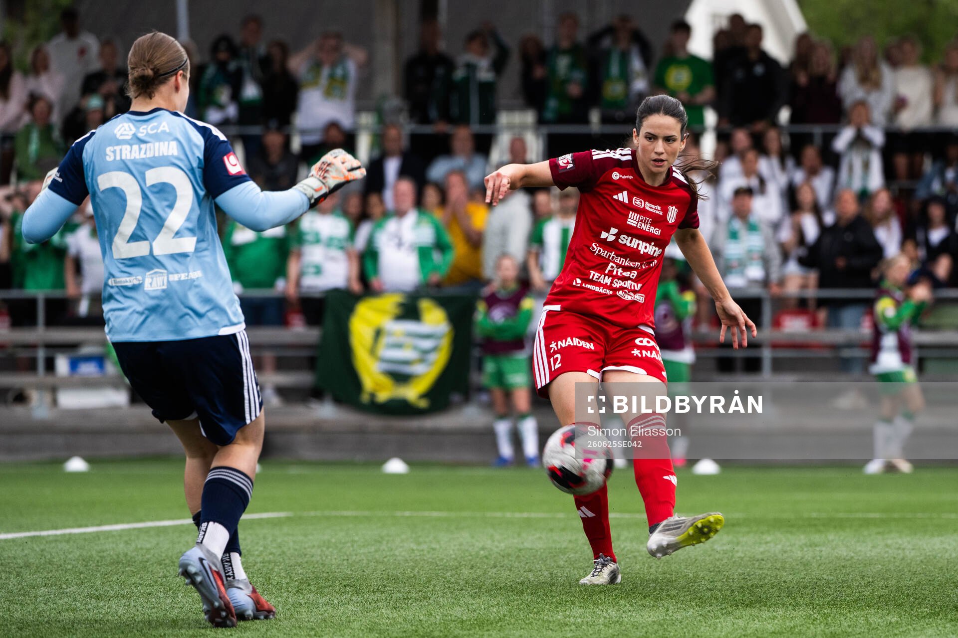 Piteås målvakt Elza Strazdina och Andrea Simonovic