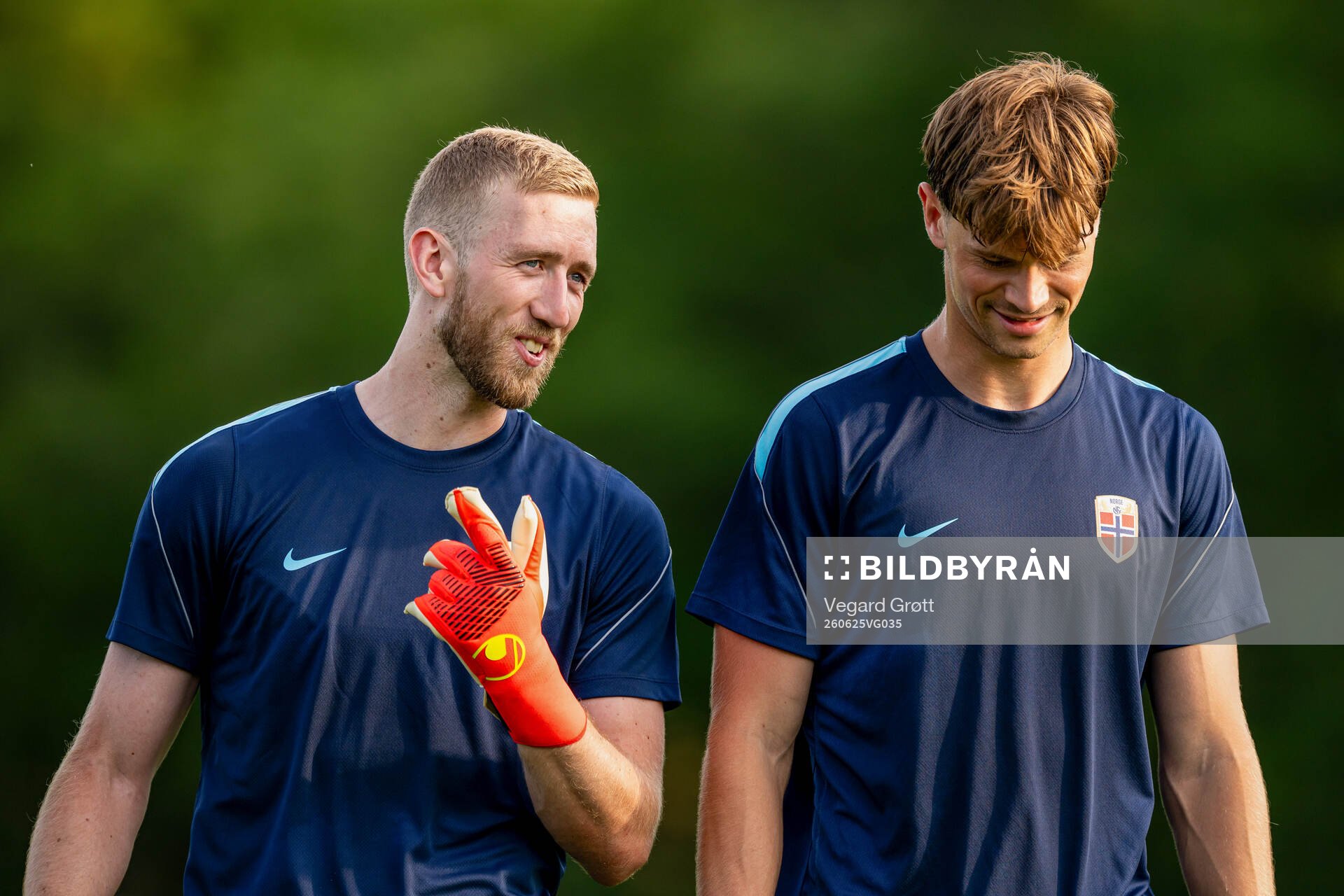 Goalkeeper Egil Selvik and Henrik Falchener of the