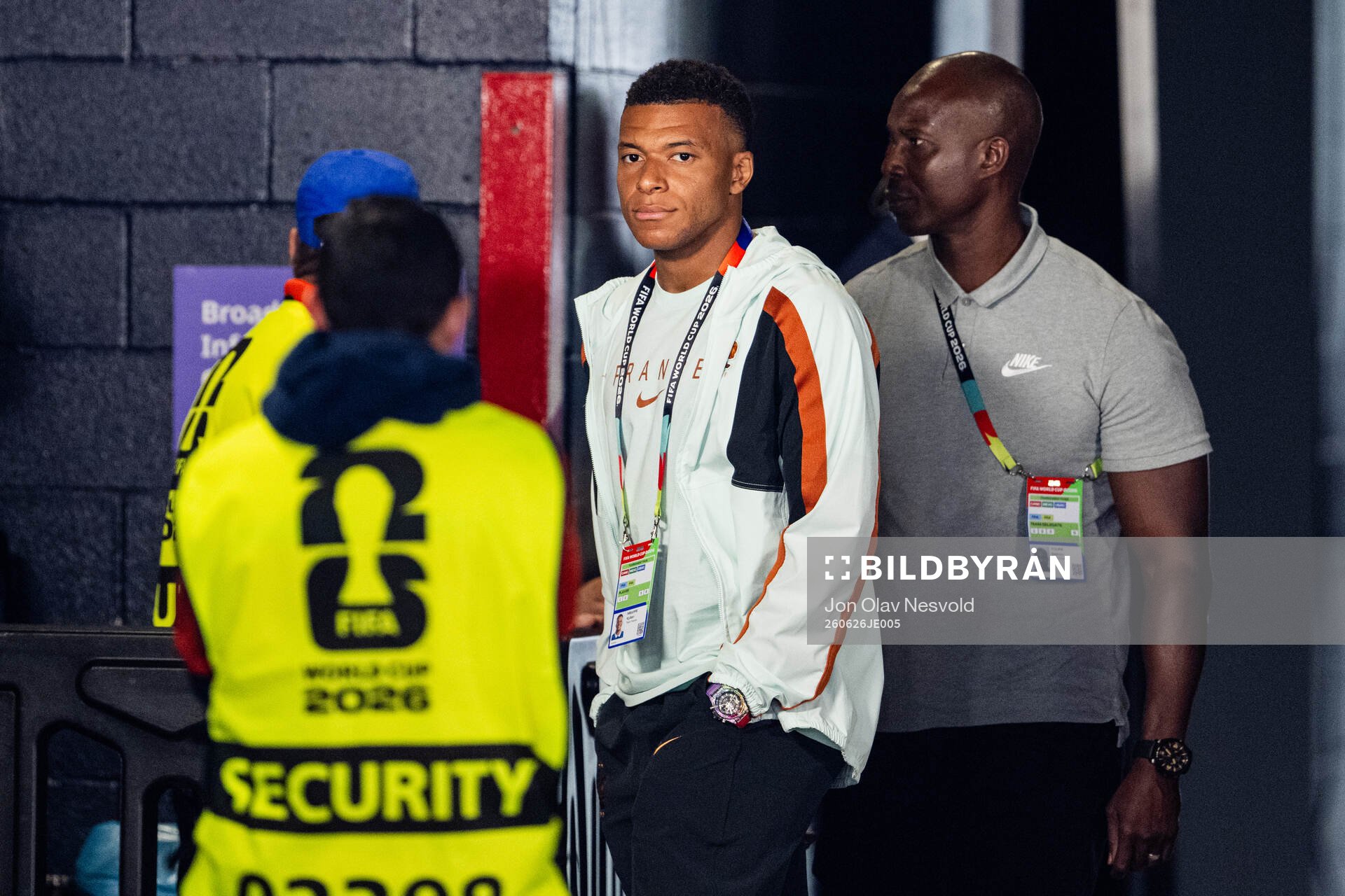 Kylian Mbappé of France arrives
