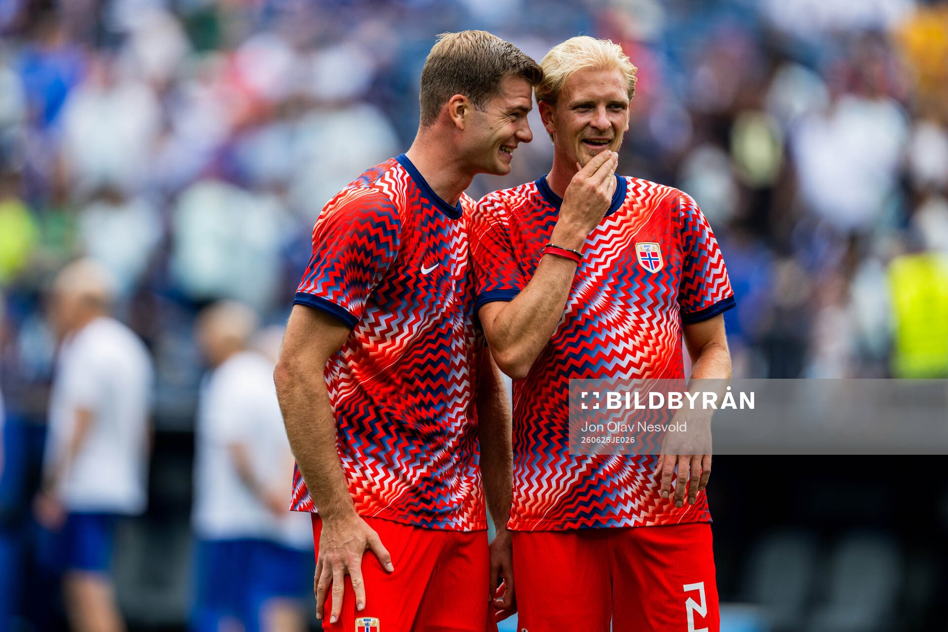 Alexander Sørloth and Morten Thorsby of Norway