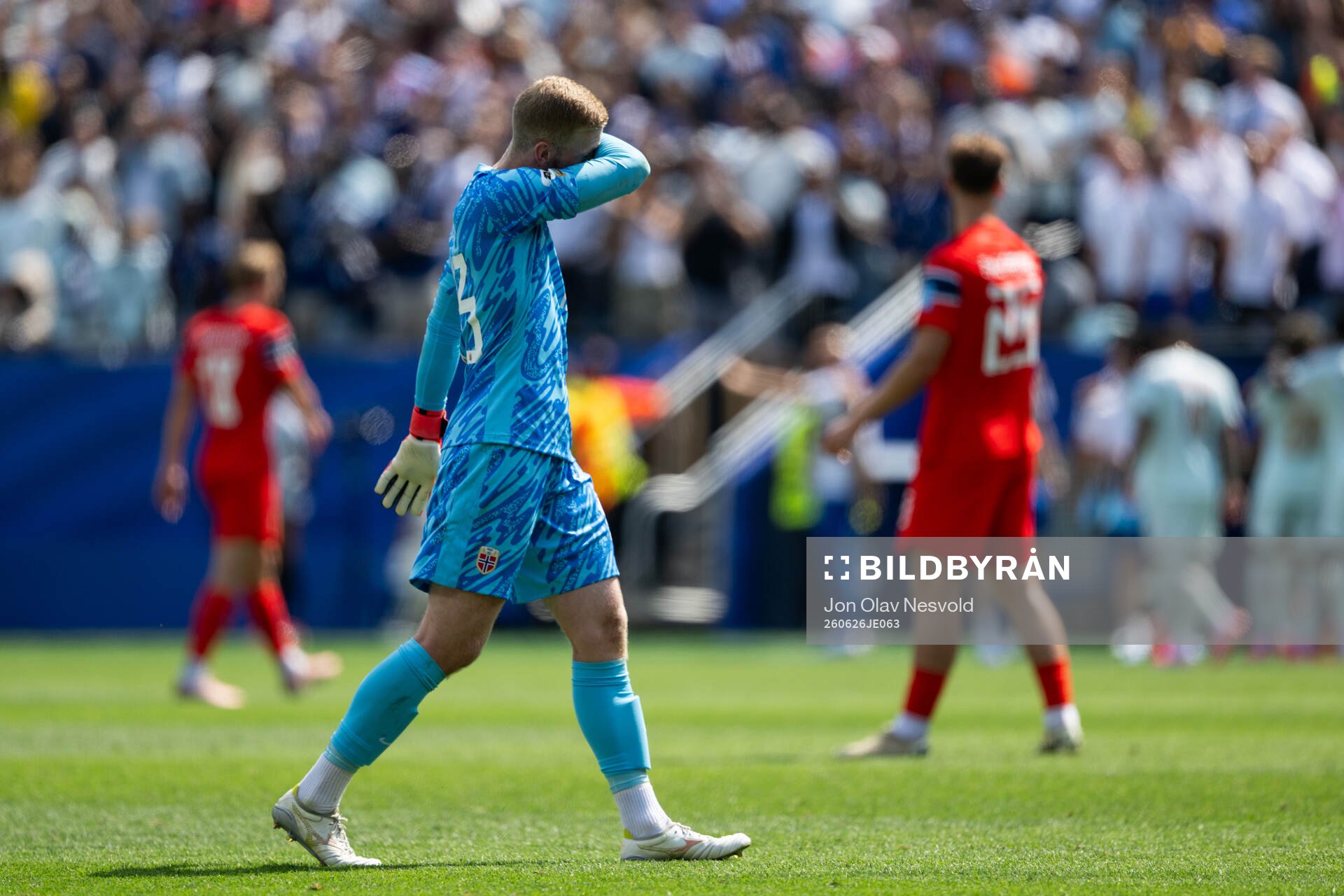 Goalkeeper Egil Selvik of Norway looks dejected