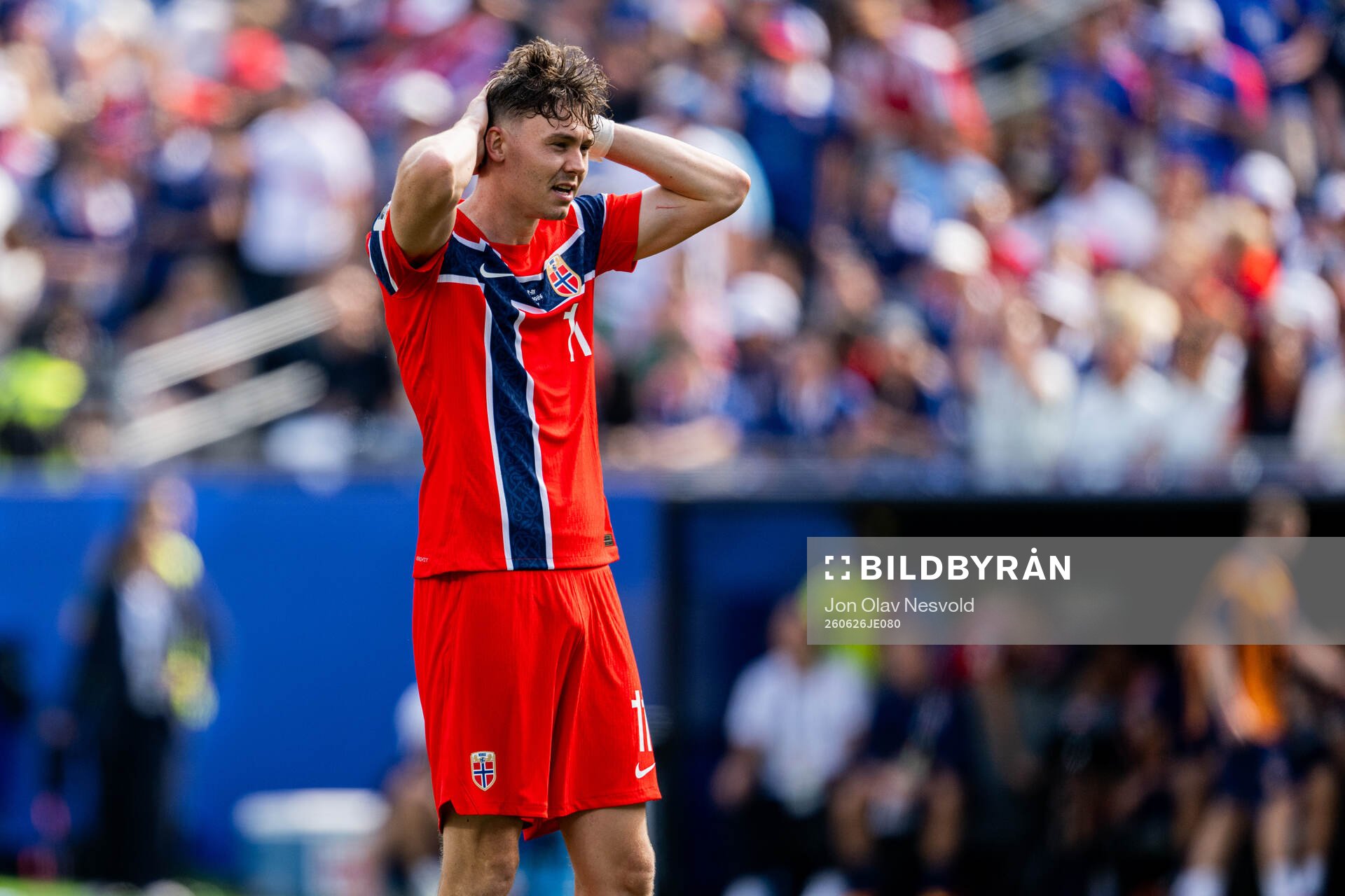 Jørgen Strand Larsen of Norway looks dejected