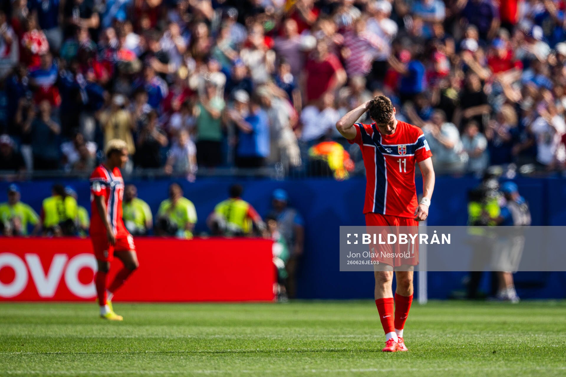Jørgen Strand Larsen of Norway looks dejected