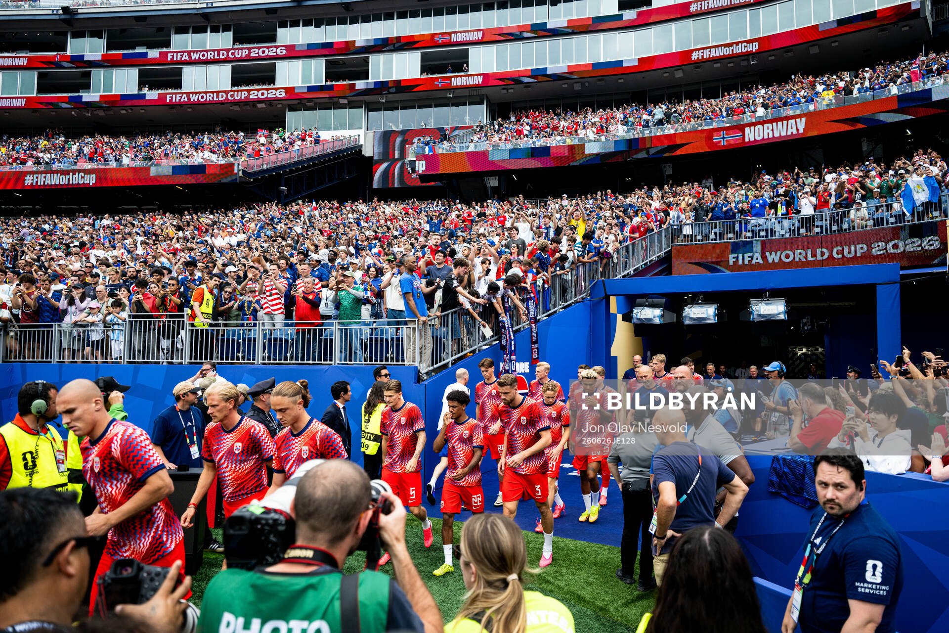Players of Norway enters the pitch