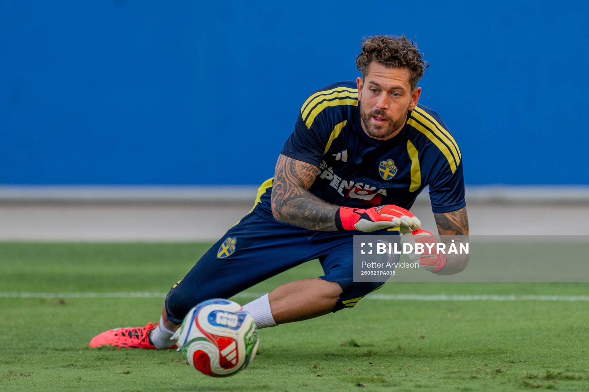 Goalkeeper Kristoffer Nordfeldt of the Swedish national