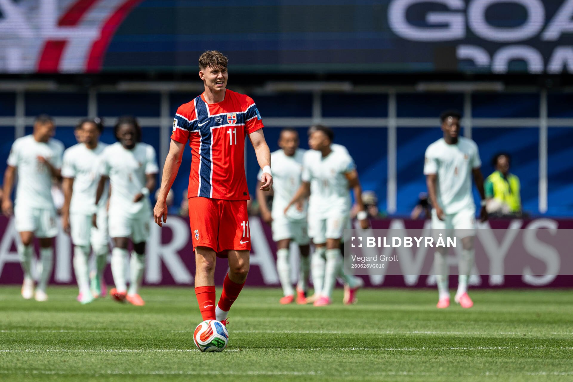 Jørgen Strand Larsen of Norway looks dejected
