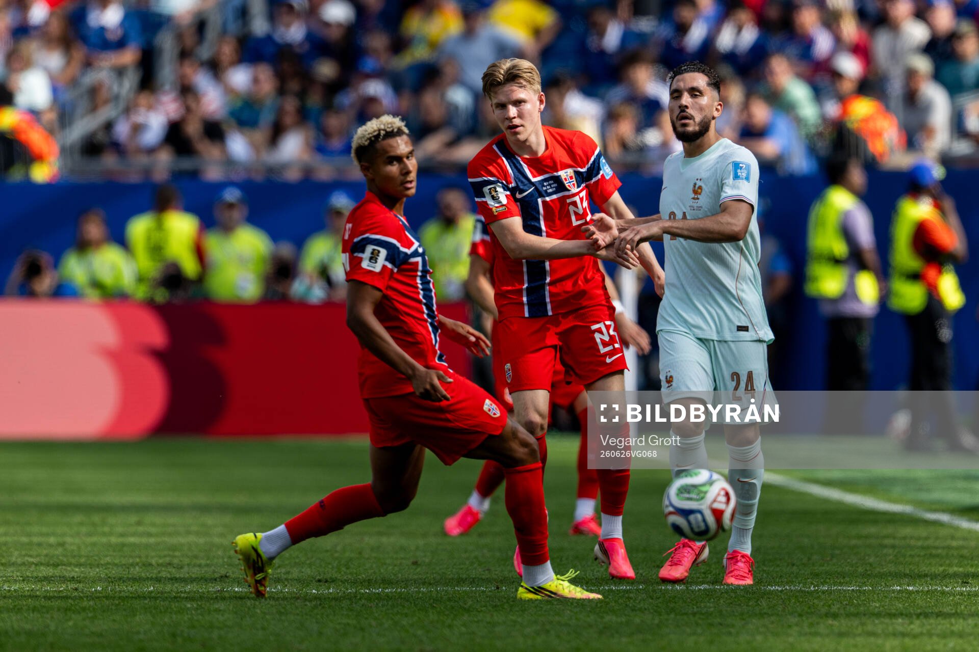 Jens Petter Hauge of Norway and Rayan Cherki of France
