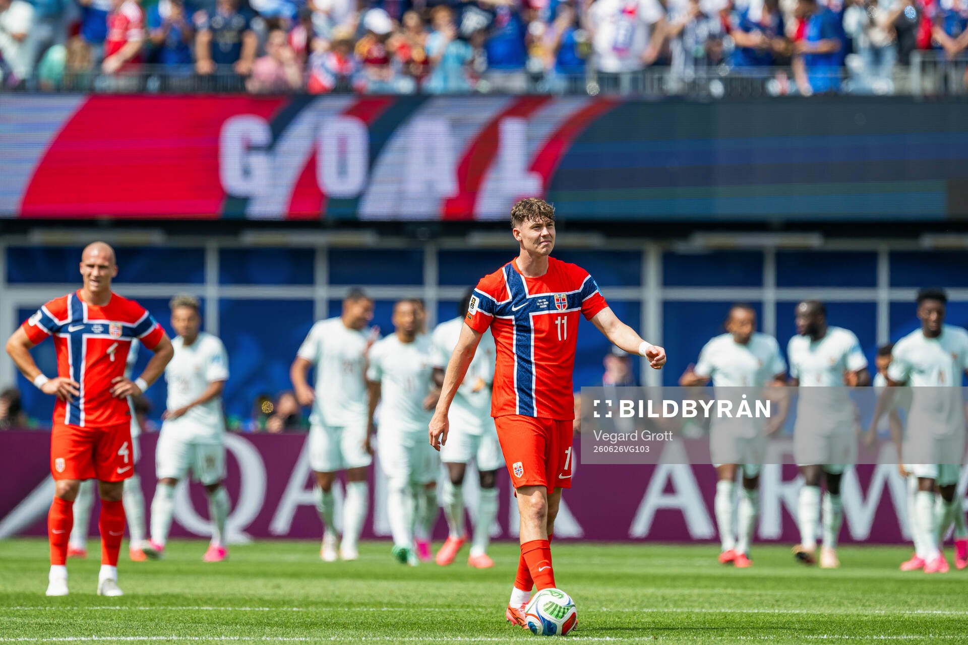 Jørgen Strand Larsen of Norway looks dejected