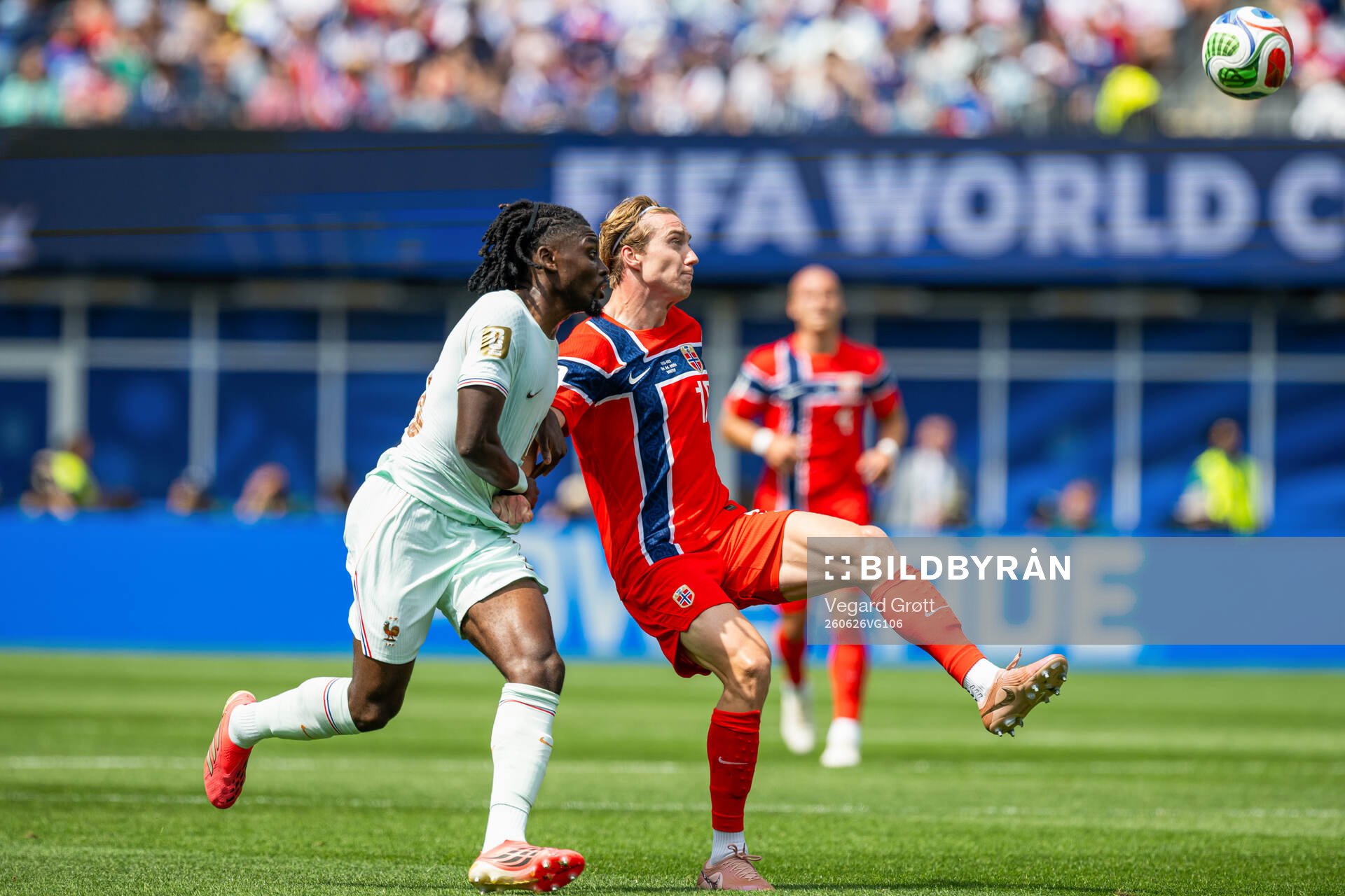 Manu Kone of France and Kristian Thorstvedt of Norway