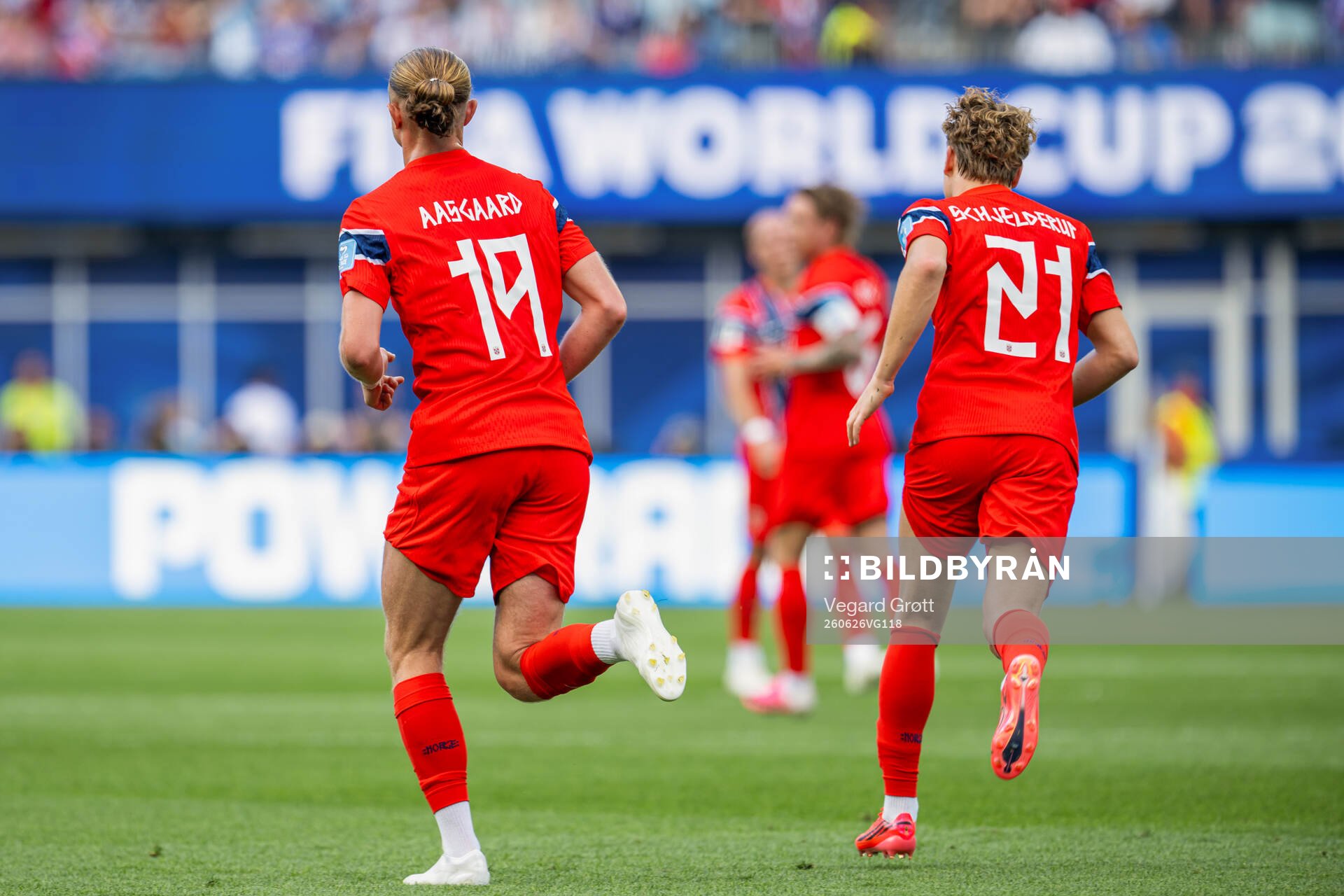 Thelo Aasgaard of Norway celebrates with teammate Andreas