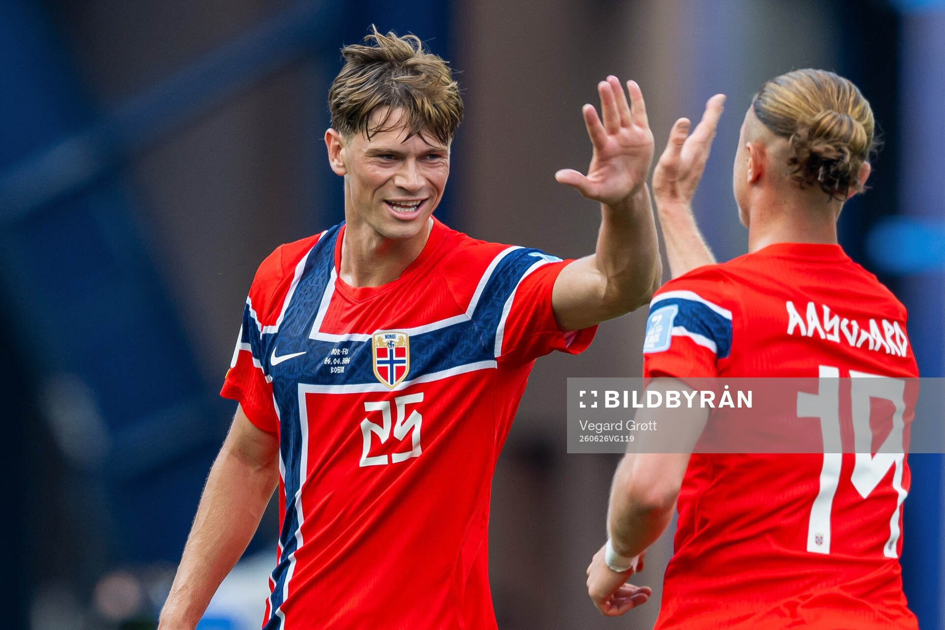 Thelo Aasgaard of Norway celebrates with teammate Henrik
