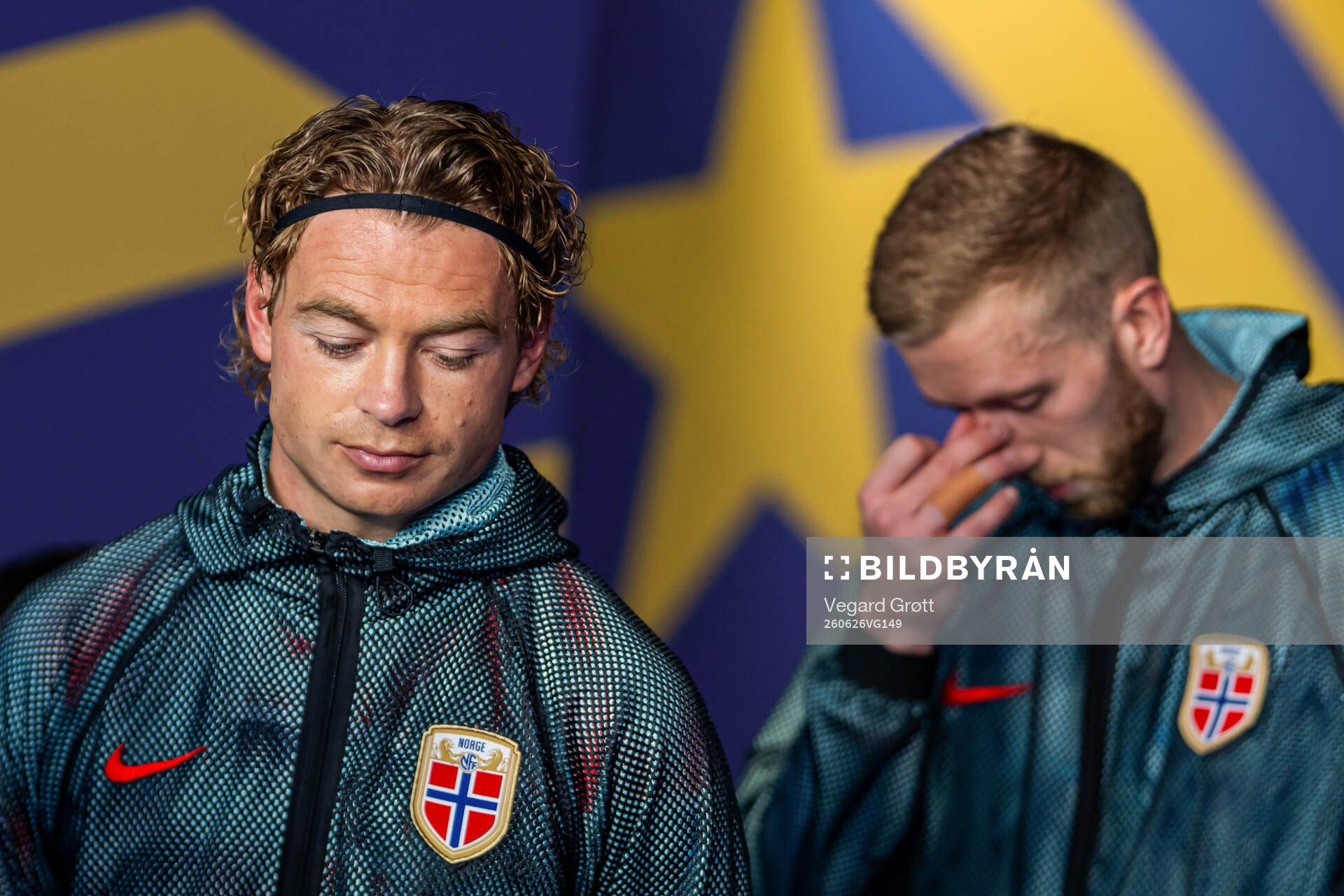 Patrick Berg and goalkeeper Egil Selvik of Norway