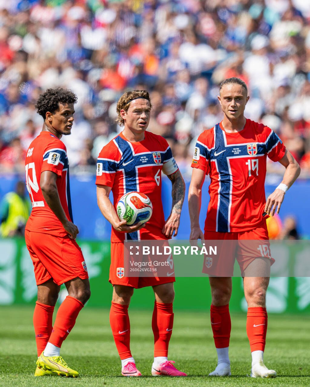 Oscar Bobb, Patrick Berg and Thelo Aasgaard of Norway