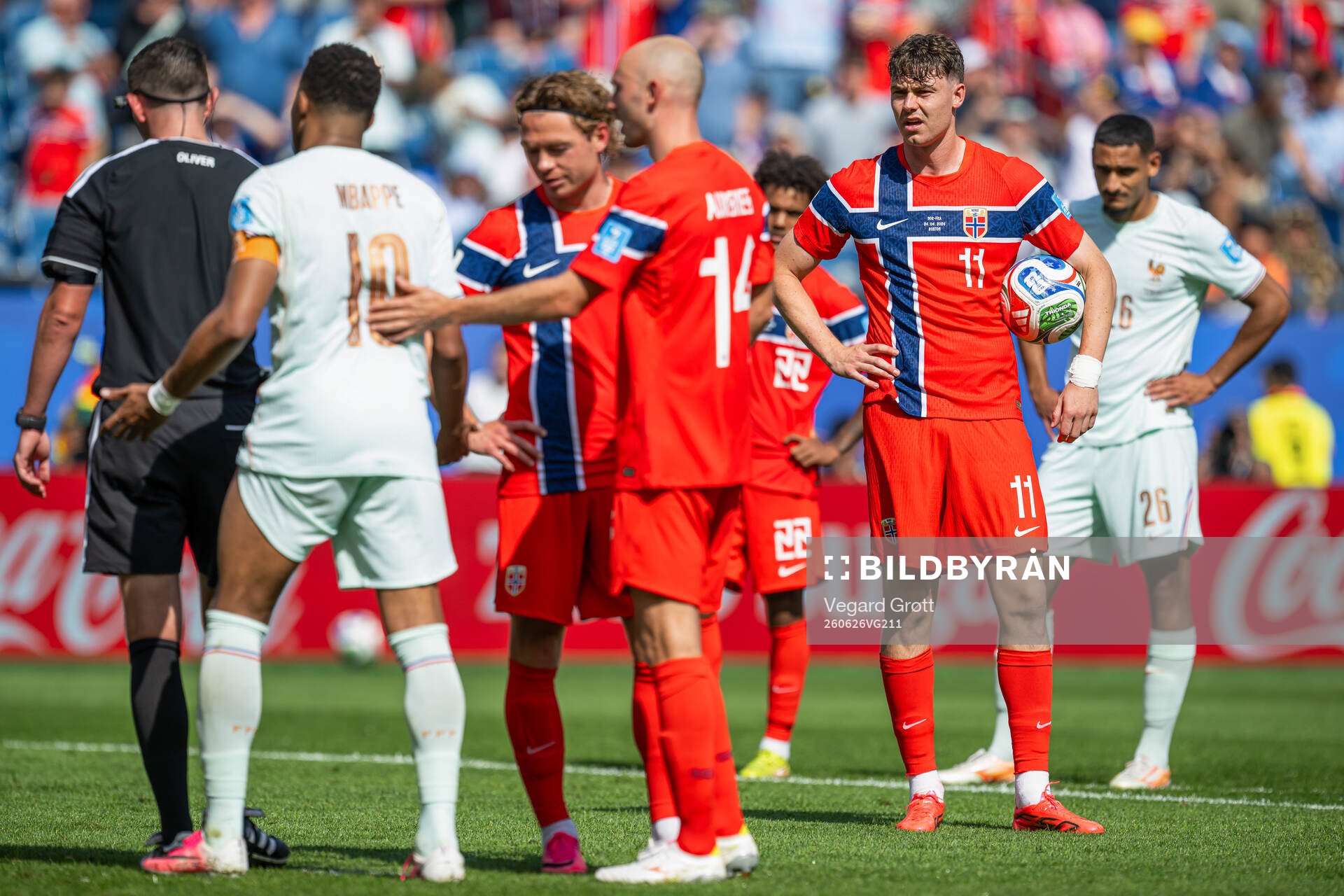 Jørgen Strand Larsen of Norway prepares to take a penalty